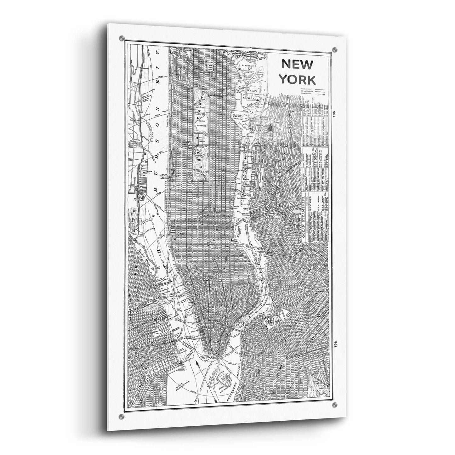 Epic Art 'Inverted New York Map' by Sue Schlabach, Acrylic Glass Wall Art,24x36