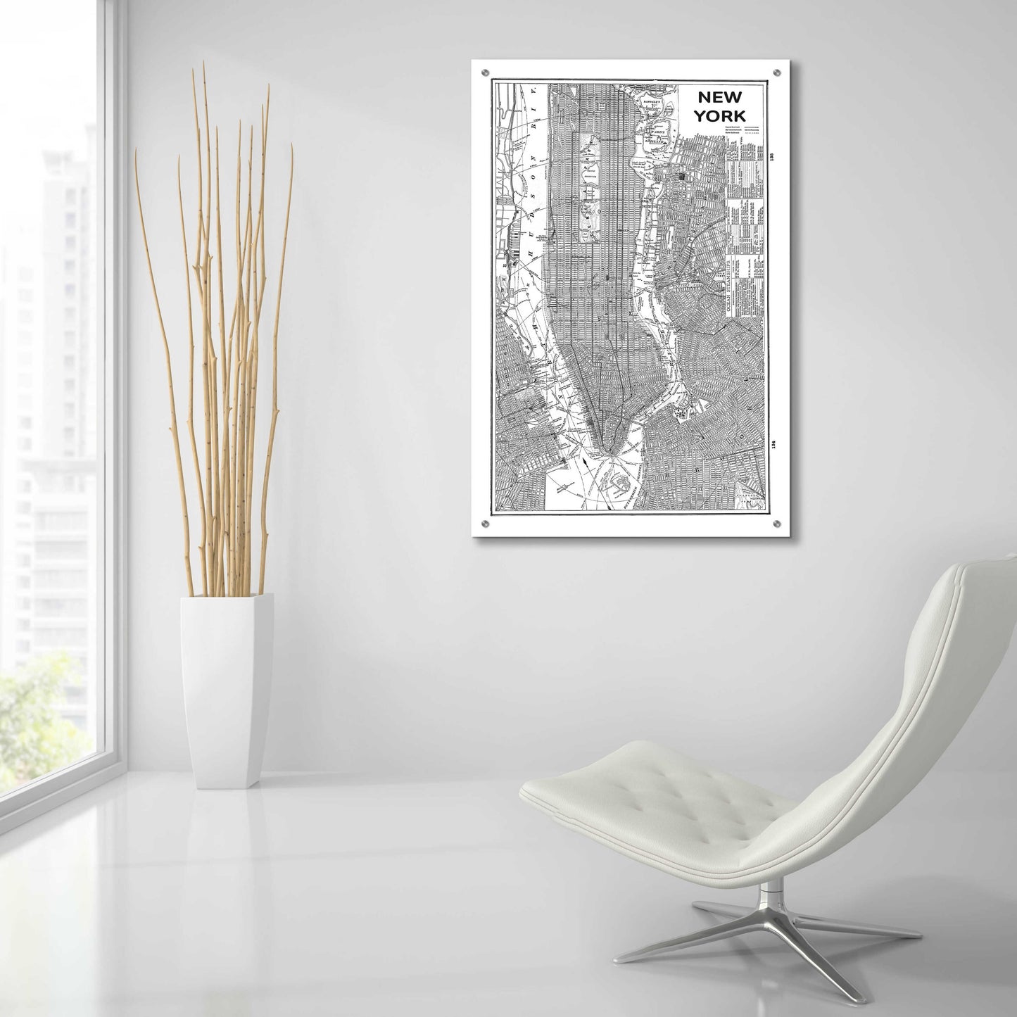 Epic Art 'Inverted New York Map' by Sue Schlabach, Acrylic Glass Wall Art,24x36