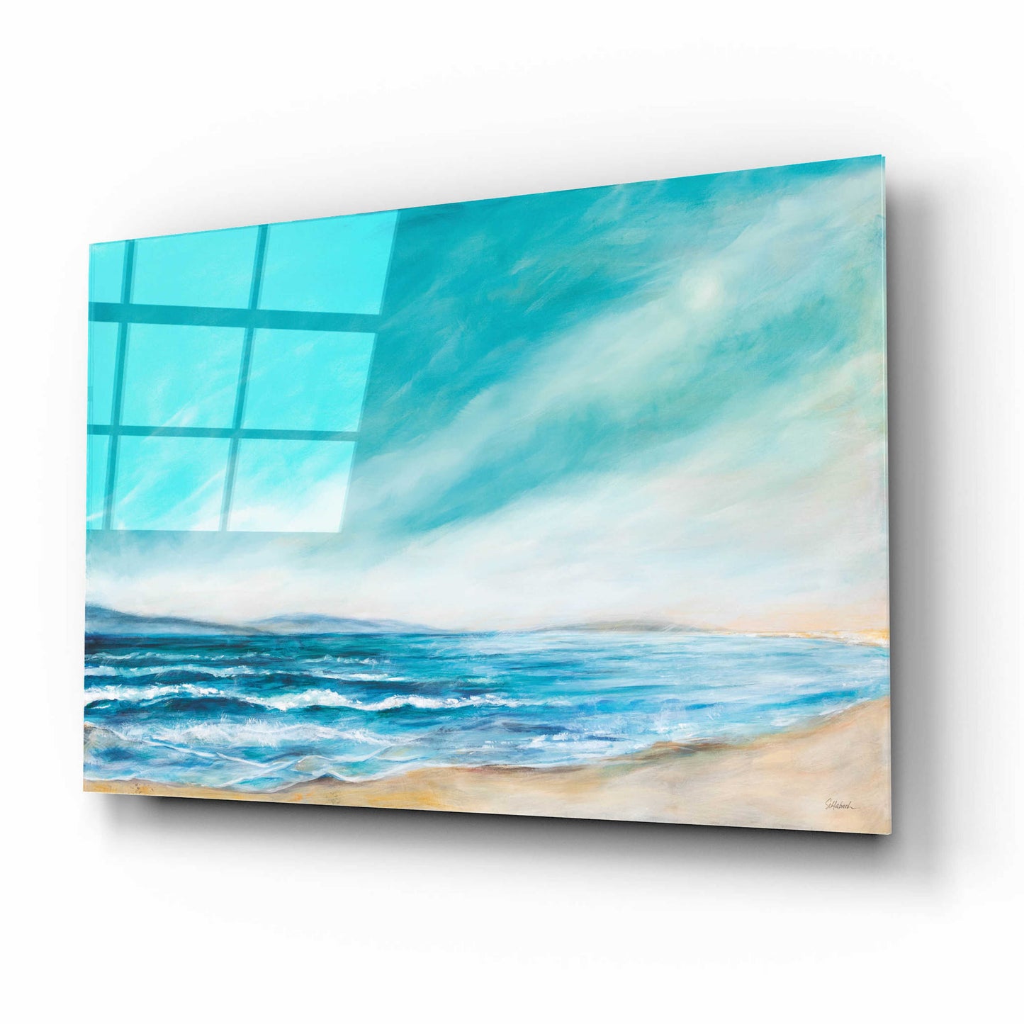 Epic Art 'Islands and Waves' by Sue Schlabach, Acrylic Glass Wall Art,16x12