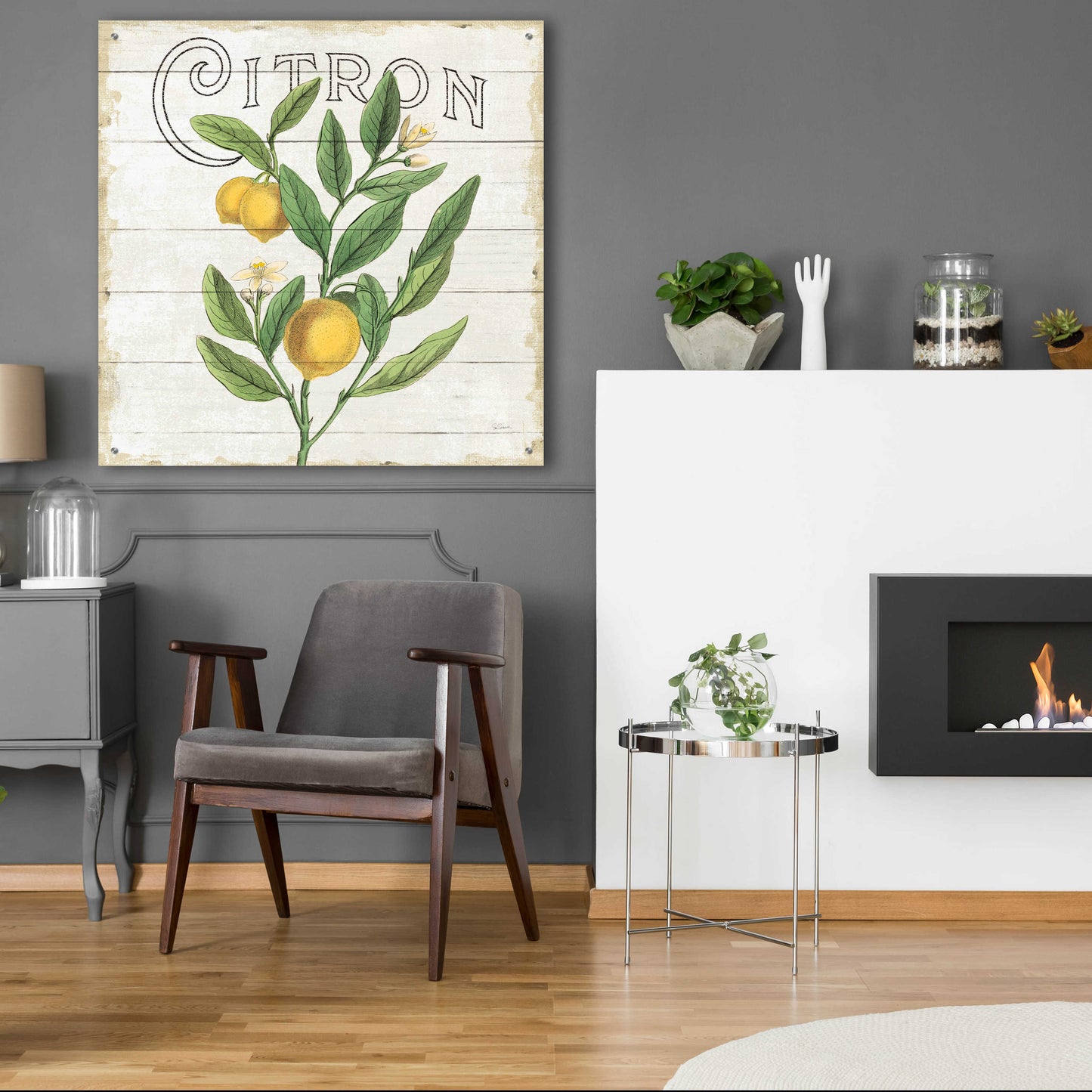 Epic Art 'Classic Citrus V Shiplap Sq' by Sue Schlabach, Acrylic Glass Wall Art,36x36