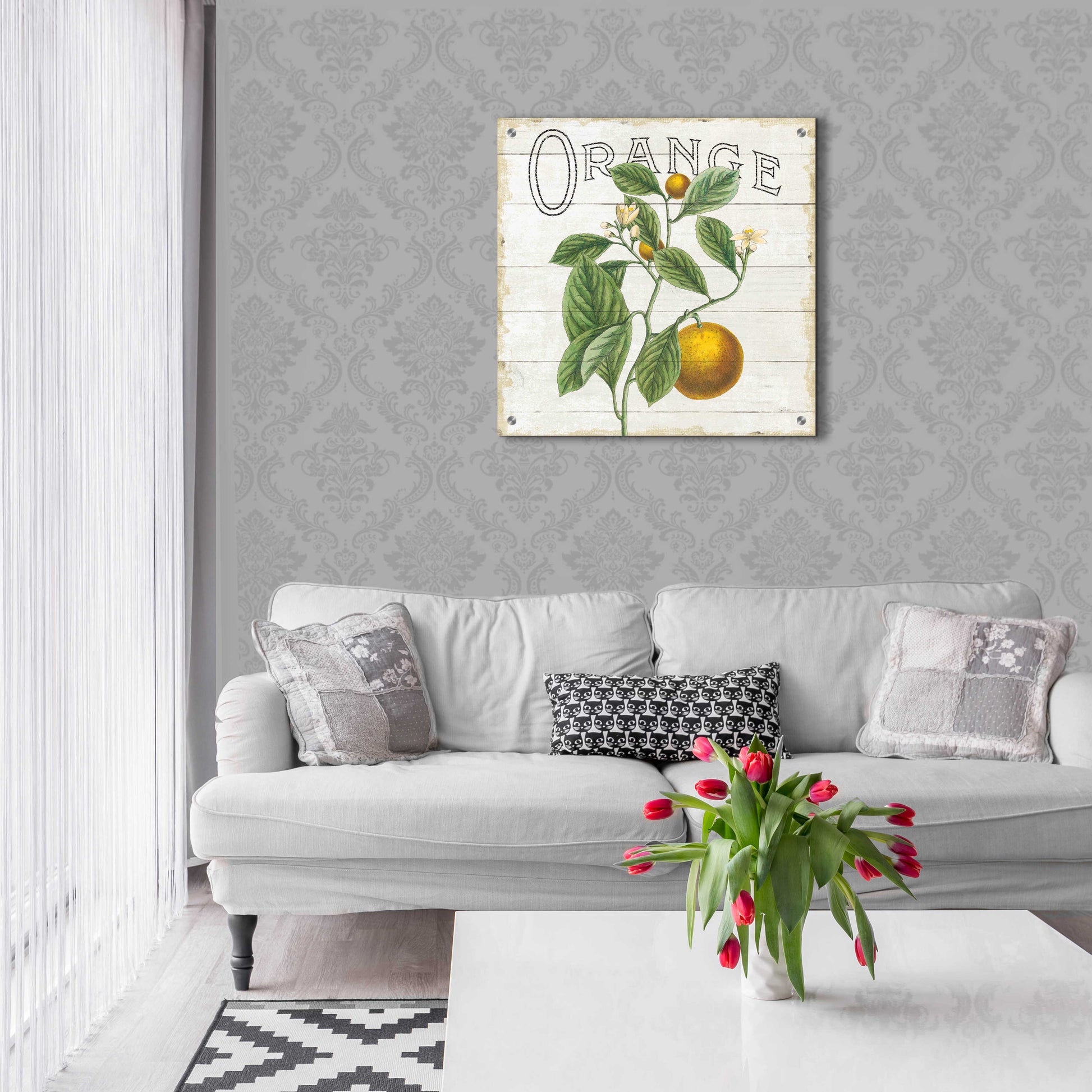 Epic Art 'Classic Citrus VI Shiplap Sq' by Sue Schlabach, Acrylic Glass Wall Art,24x24