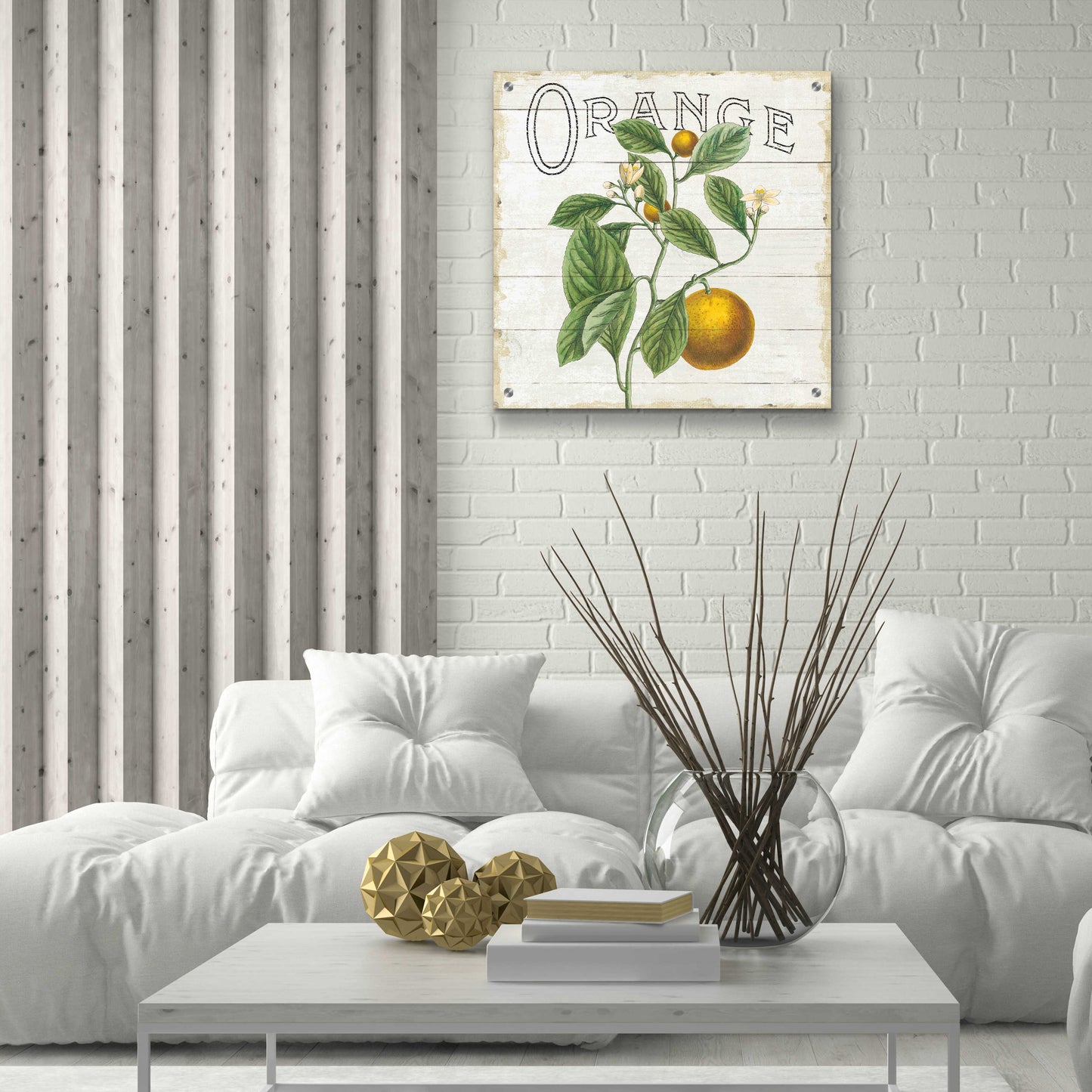 Epic Art 'Classic Citrus VI Shiplap Sq' by Sue Schlabach, Acrylic Glass Wall Art,24x24