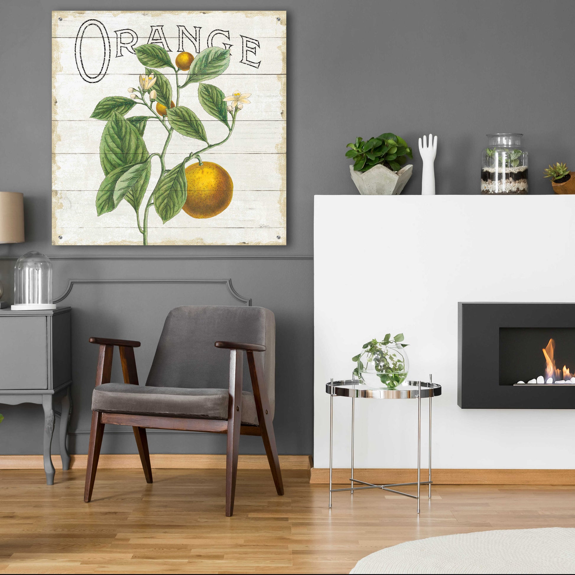 Epic Art 'Classic Citrus VI Shiplap Sq' by Sue Schlabach, Acrylic Glass Wall Art,36x36