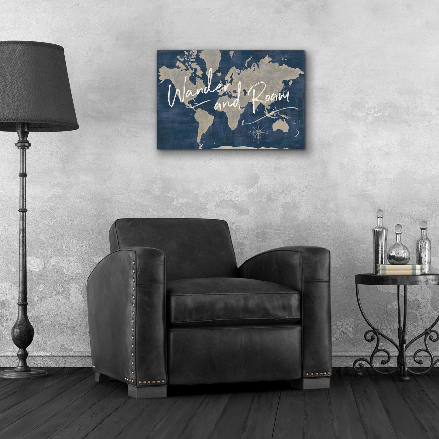 Epic Art 'World Map Collage Deep Wander' by Sue Schlabach, Acrylic Glass Wall Art,24x16