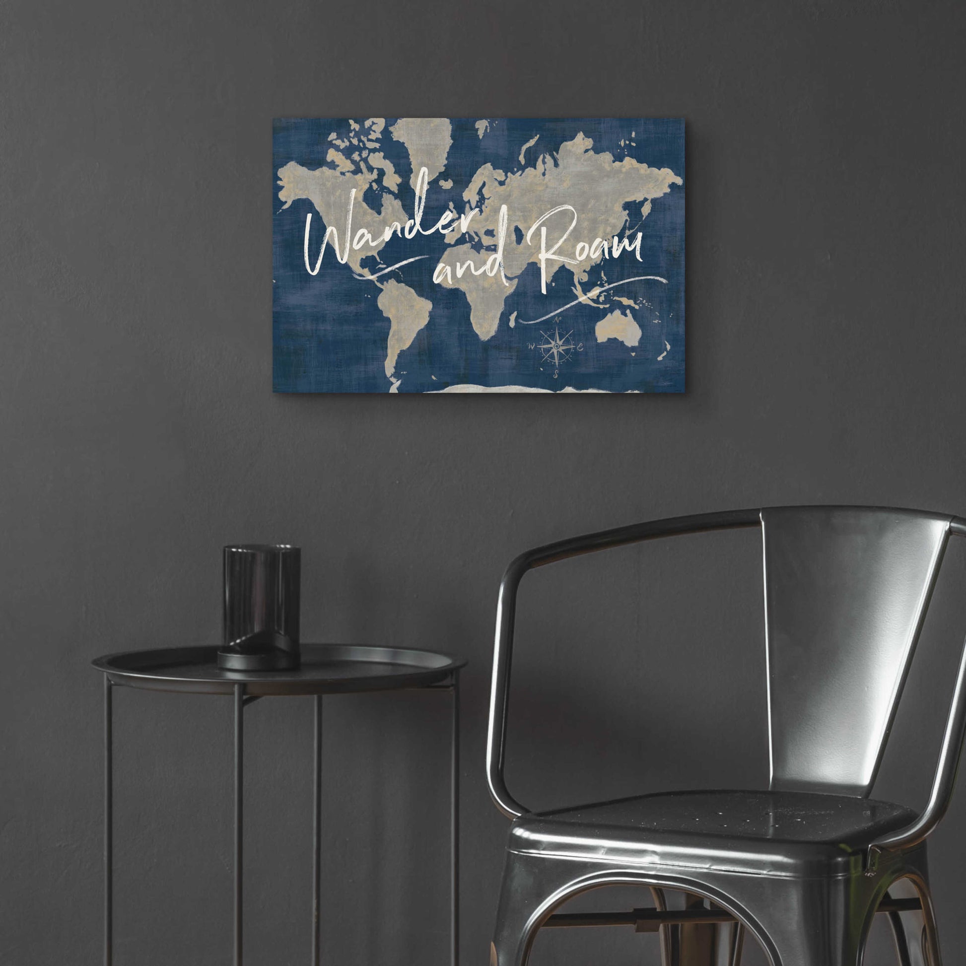 Epic Art 'World Map Collage Deep Wander' by Sue Schlabach, Acrylic Glass Wall Art,24x16