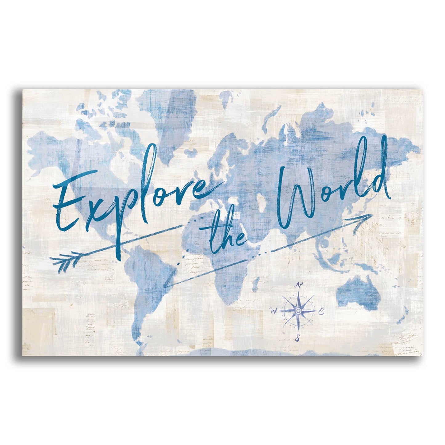 Epic Art 'World Map Collage Explore' by Sue Schlabach, Acrylic Glass Wall Art,16x12