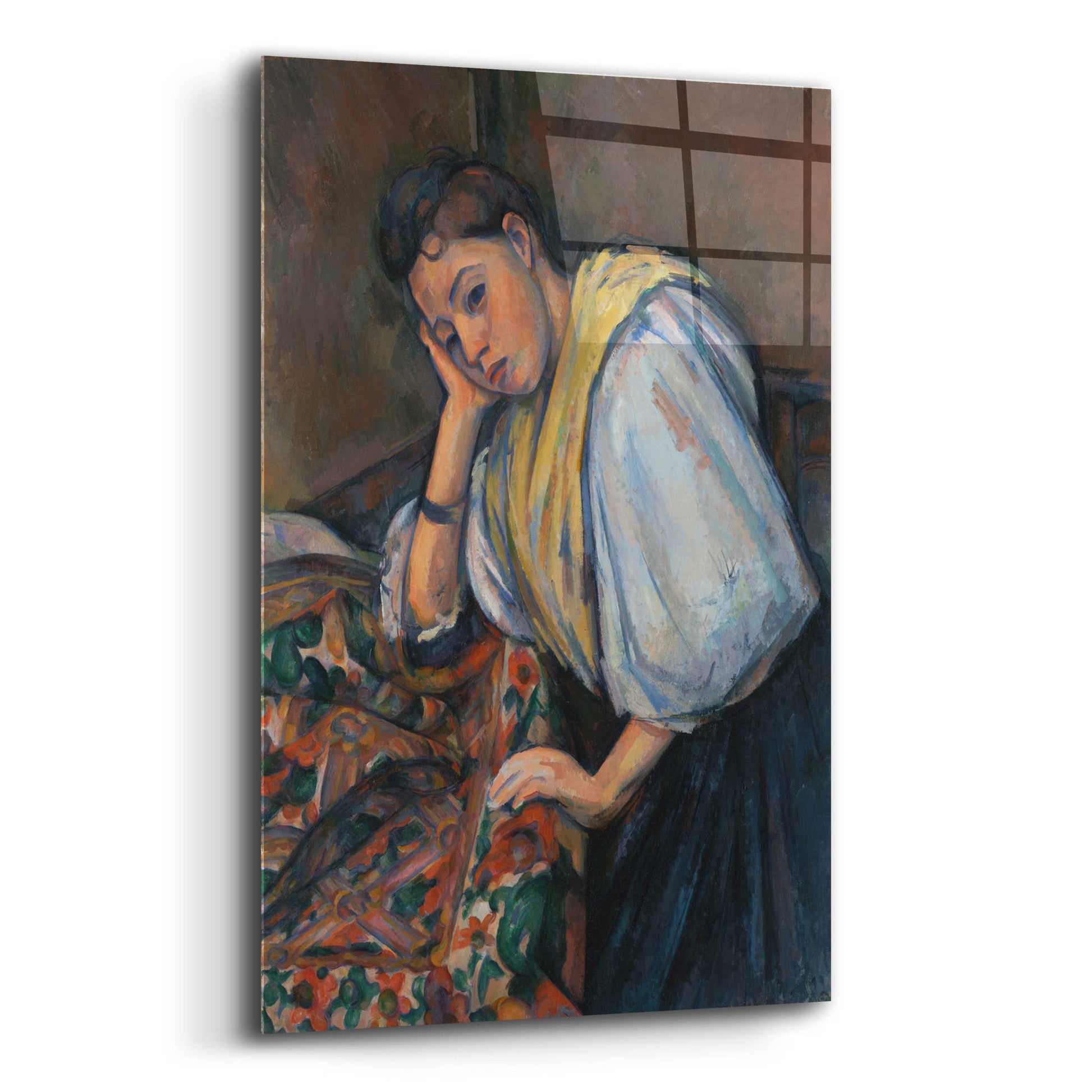 Epic Art 'Young Italian Woman At A Table' by Paul Cezanne, Acrylic Glass Wall Art,12x16