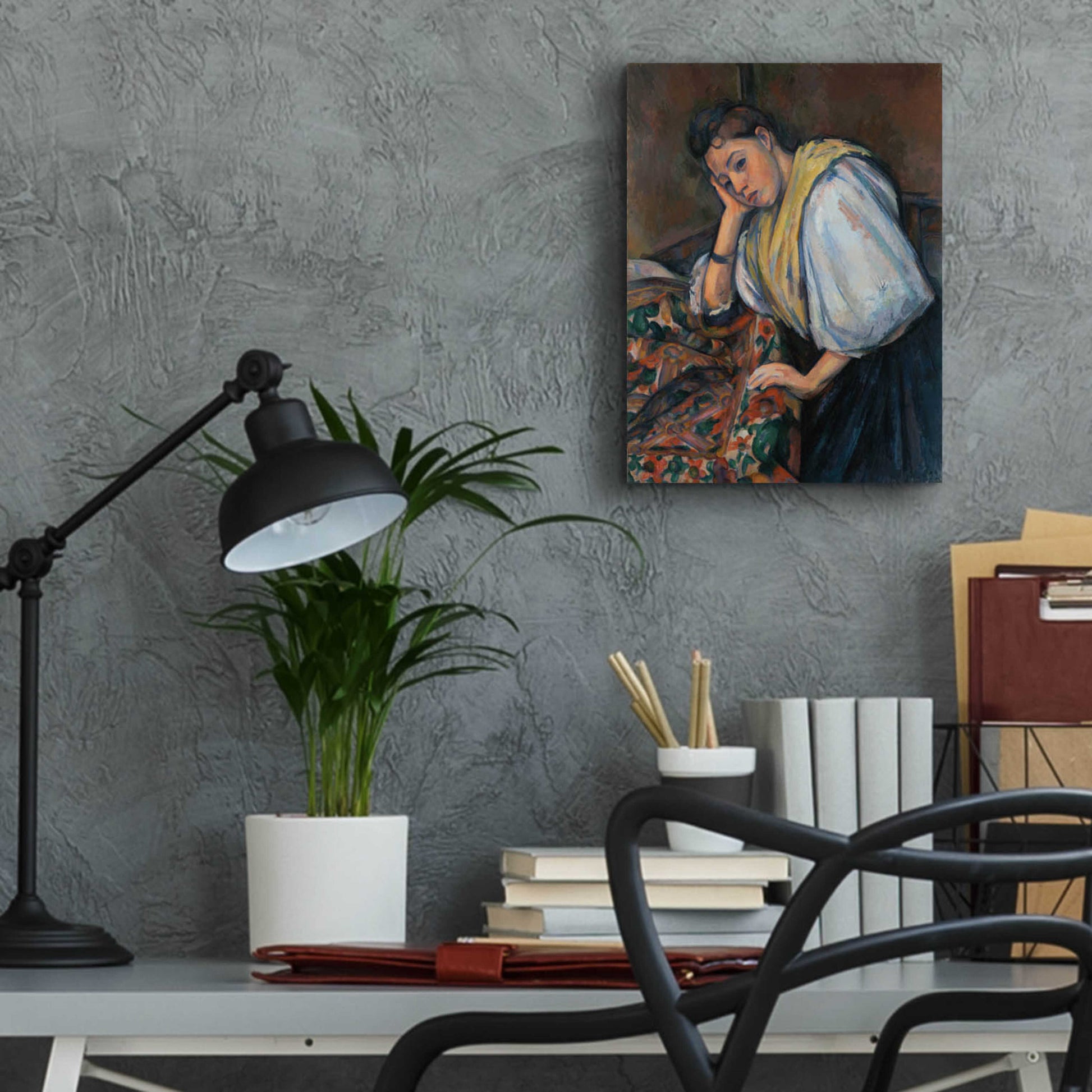 Epic Art 'Young Italian Woman At A Table' by Paul Cezanne, Acrylic Glass Wall Art,12x16