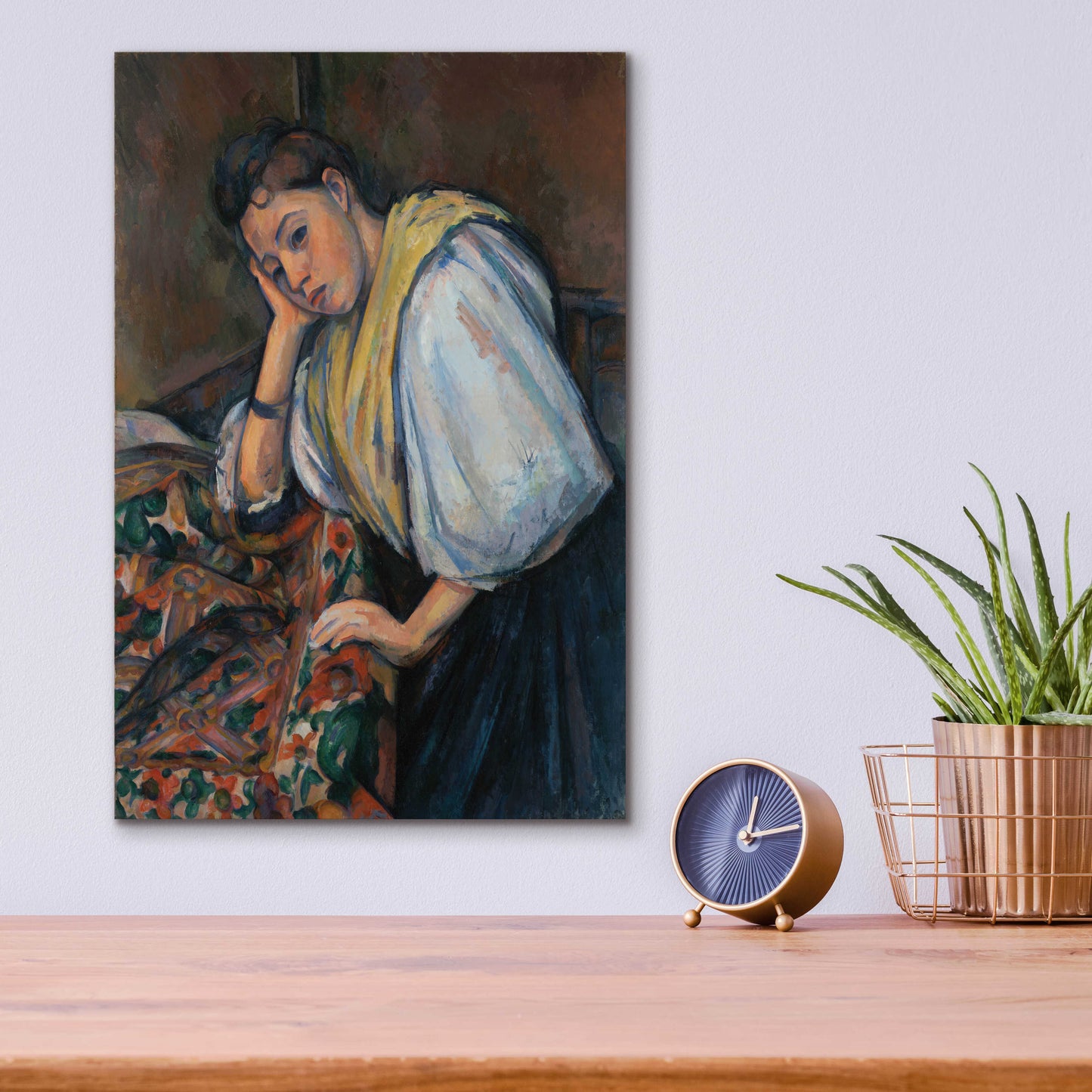 Epic Art 'Young Italian Woman At A Table' by Paul Cezanne, Acrylic Glass Wall Art,12x16