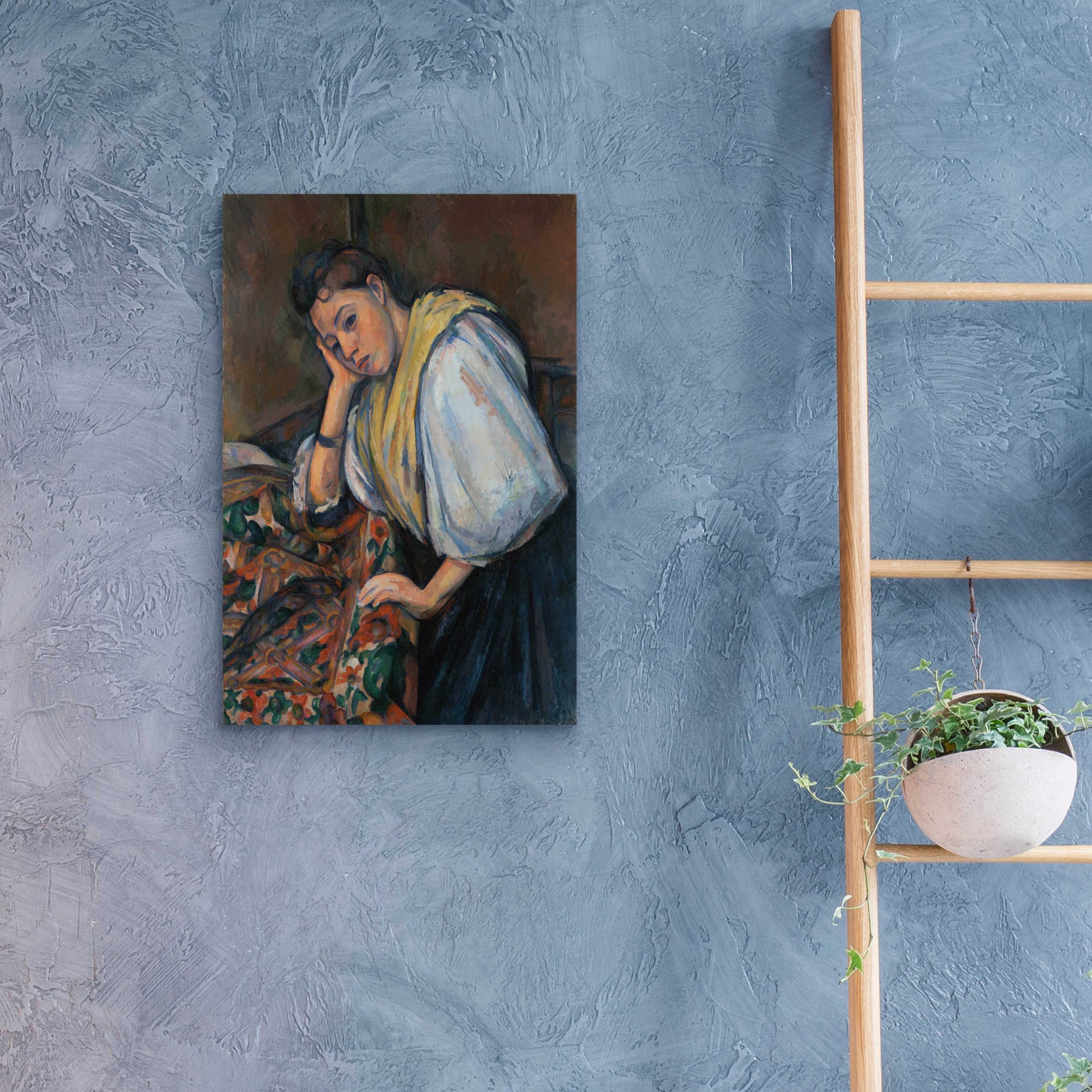 Epic Art 'Young Italian Woman At A Table' by Paul Cezanne, Acrylic Glass Wall Art,16x24