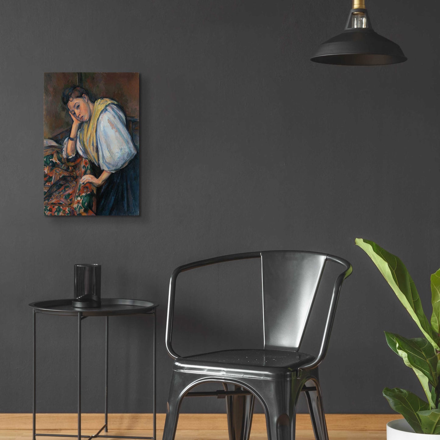 Epic Art 'Young Italian Woman At A Table' by Paul Cezanne, Acrylic Glass Wall Art,16x24