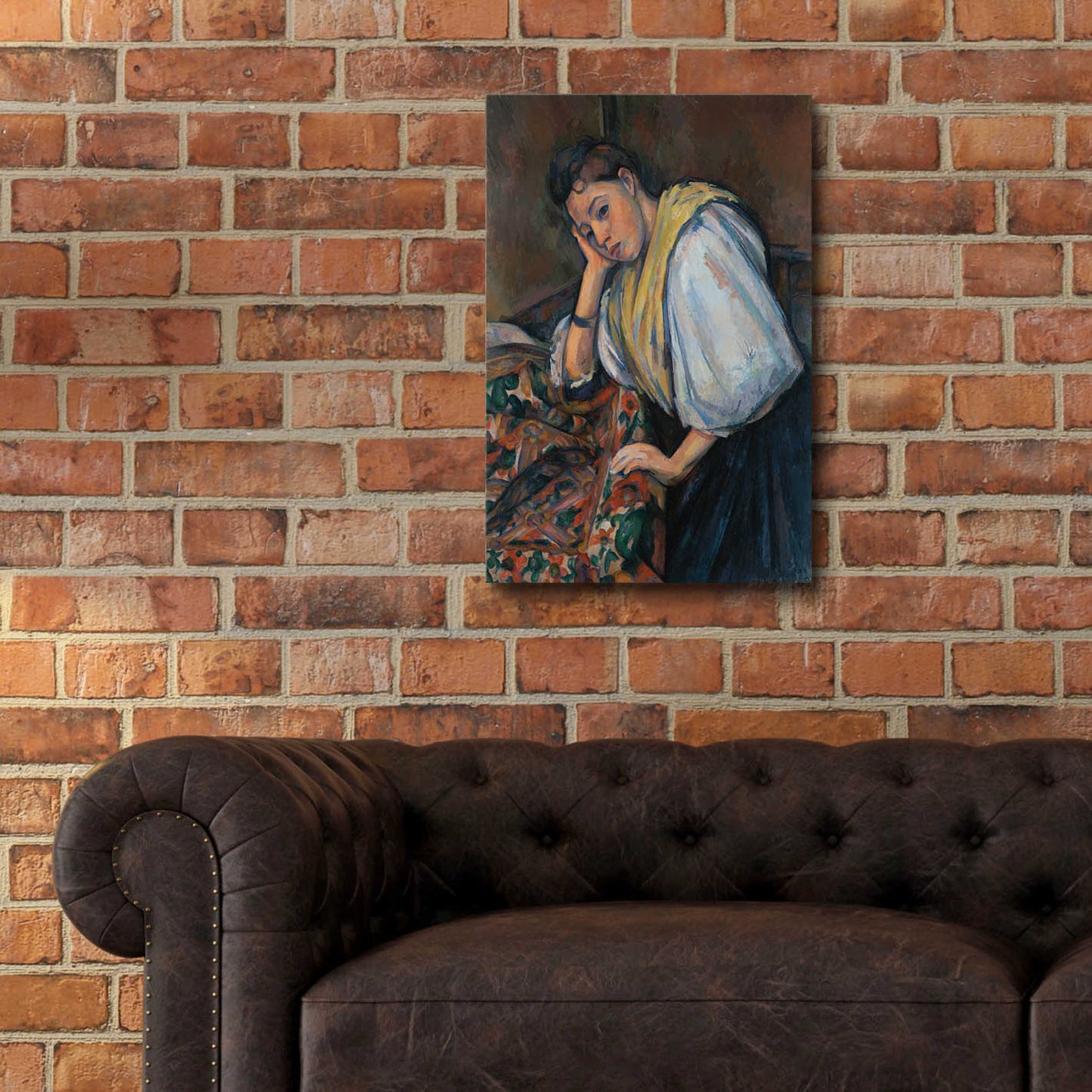 Epic Art 'Young Italian Woman At A Table' by Paul Cezanne, Acrylic Glass Wall Art,16x24