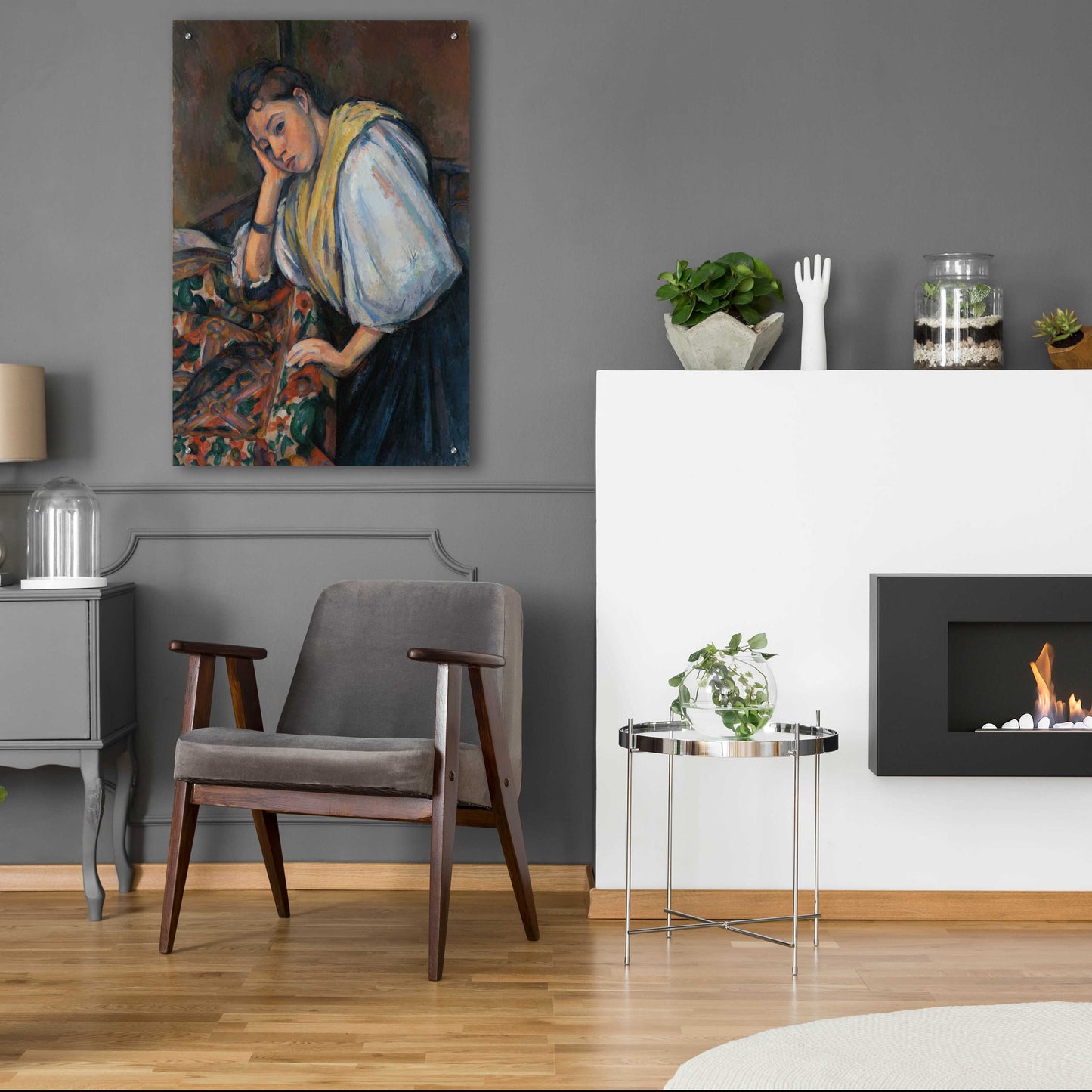 Epic Art 'Young Italian Woman At A Table' by Paul Cezanne, Acrylic Glass Wall Art,24x36