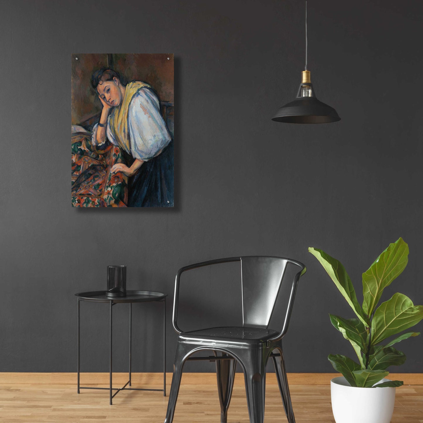 Epic Art 'Young Italian Woman At A Table' by Paul Cezanne, Acrylic Glass Wall Art,24x36