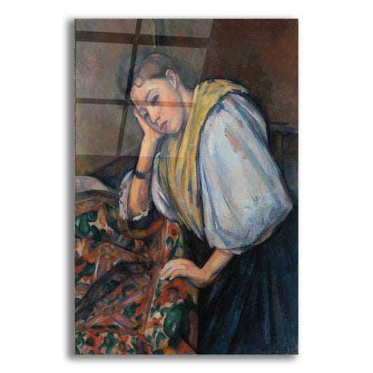 Epic Art 'Young Italian Woman At A Table' by Paul Cezanne, Acrylic Glass Wall Art