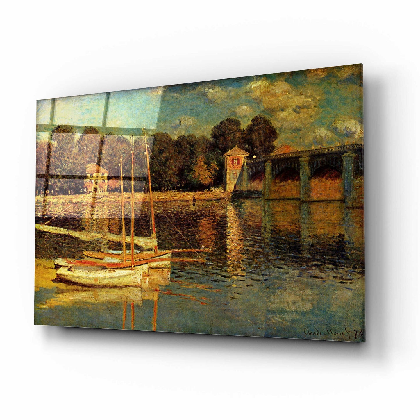 Epic Art 'The Argenteuil Bridge' by Claude Monet, Acrylic Glass Wall Art,16x12