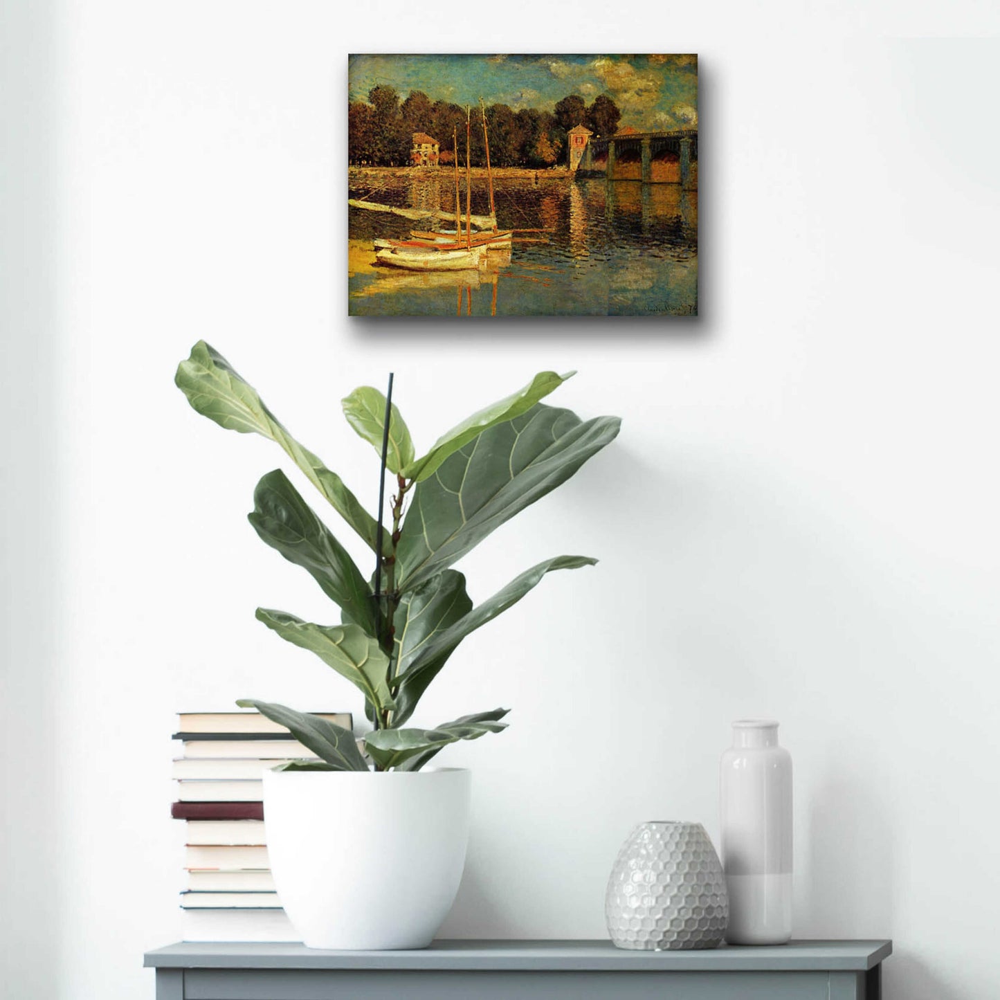 Epic Art 'The Argenteuil Bridge' by Claude Monet, Acrylic Glass Wall Art,16x12