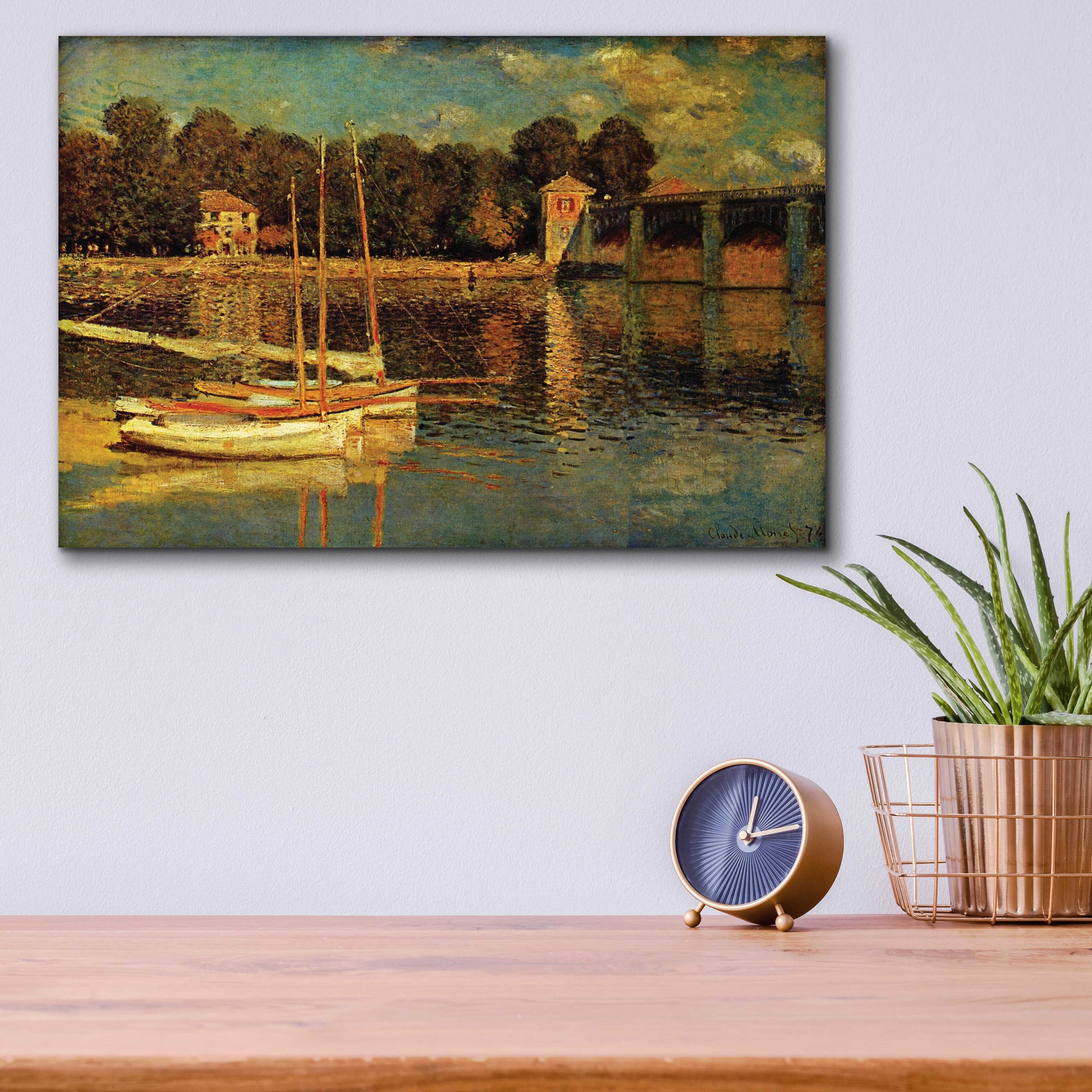 Epic Art 'The Argenteuil Bridge' by Claude Monet, Acrylic Glass Wall Art,16x12