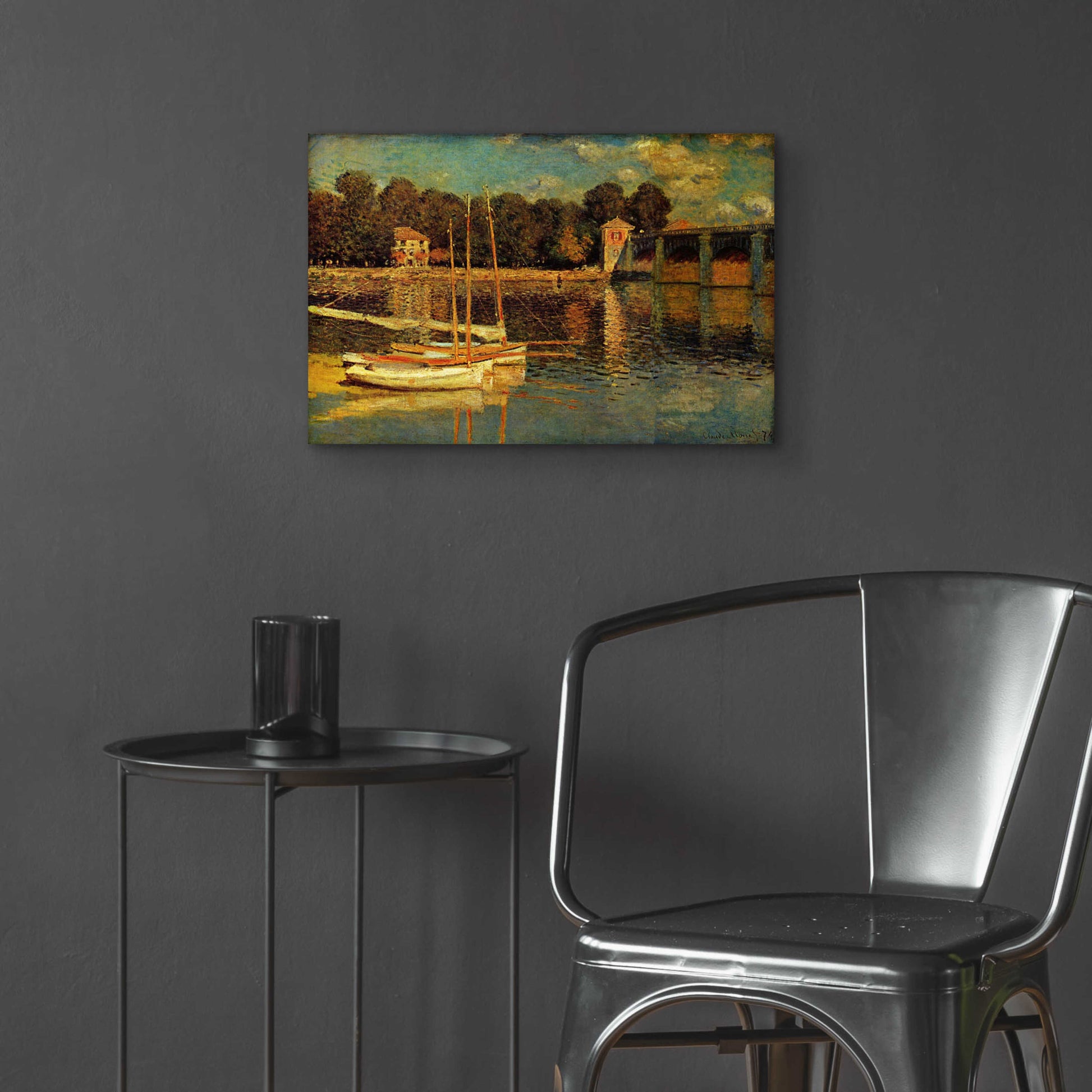 Epic Art 'The Argenteuil Bridge' by Claude Monet, Acrylic Glass Wall Art,24x16