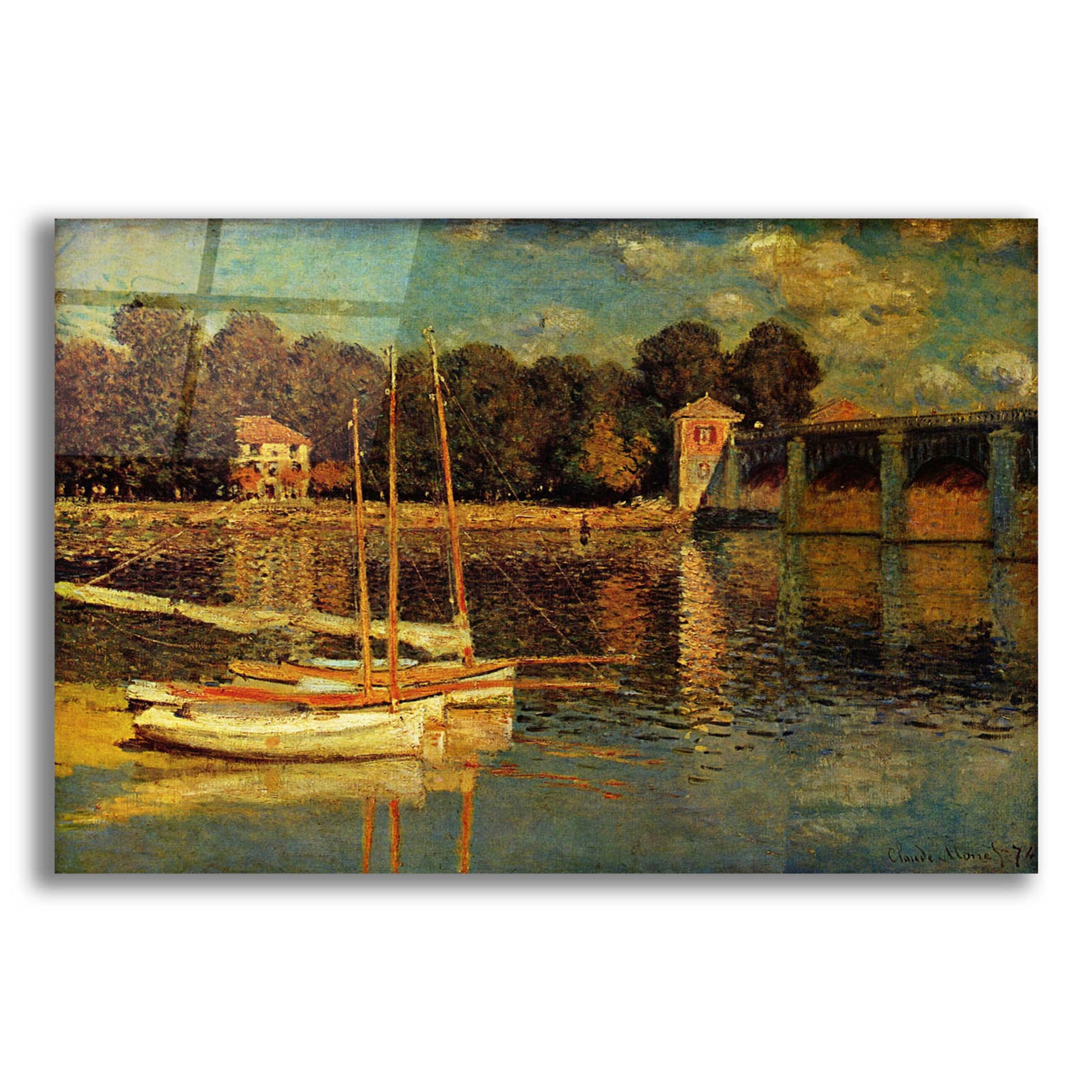 Epic Art 'The Argenteuil Bridge' by Claude Monet, Acrylic Glass Wall Art,24x16