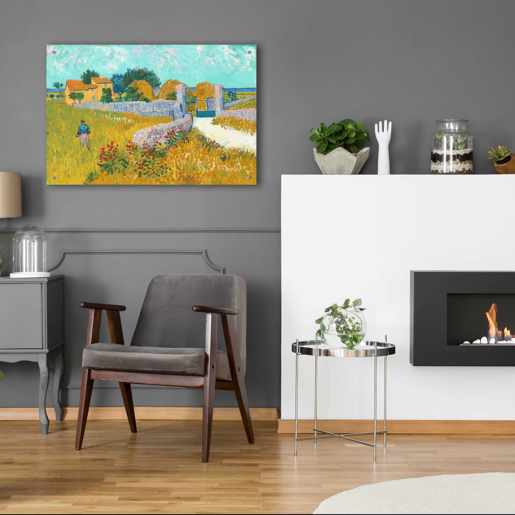 Epic Art 'Farmhouse in provence' by Van Gogh, Acrylic Glass Wall Art,36x24