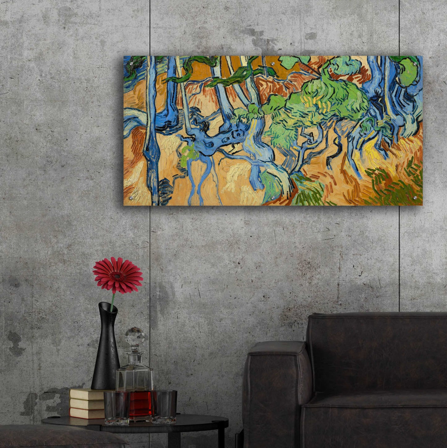 Epic Art 'Tree Roots' by Vincent Van Gogh, Acrylic Glass Wall Art,48x24