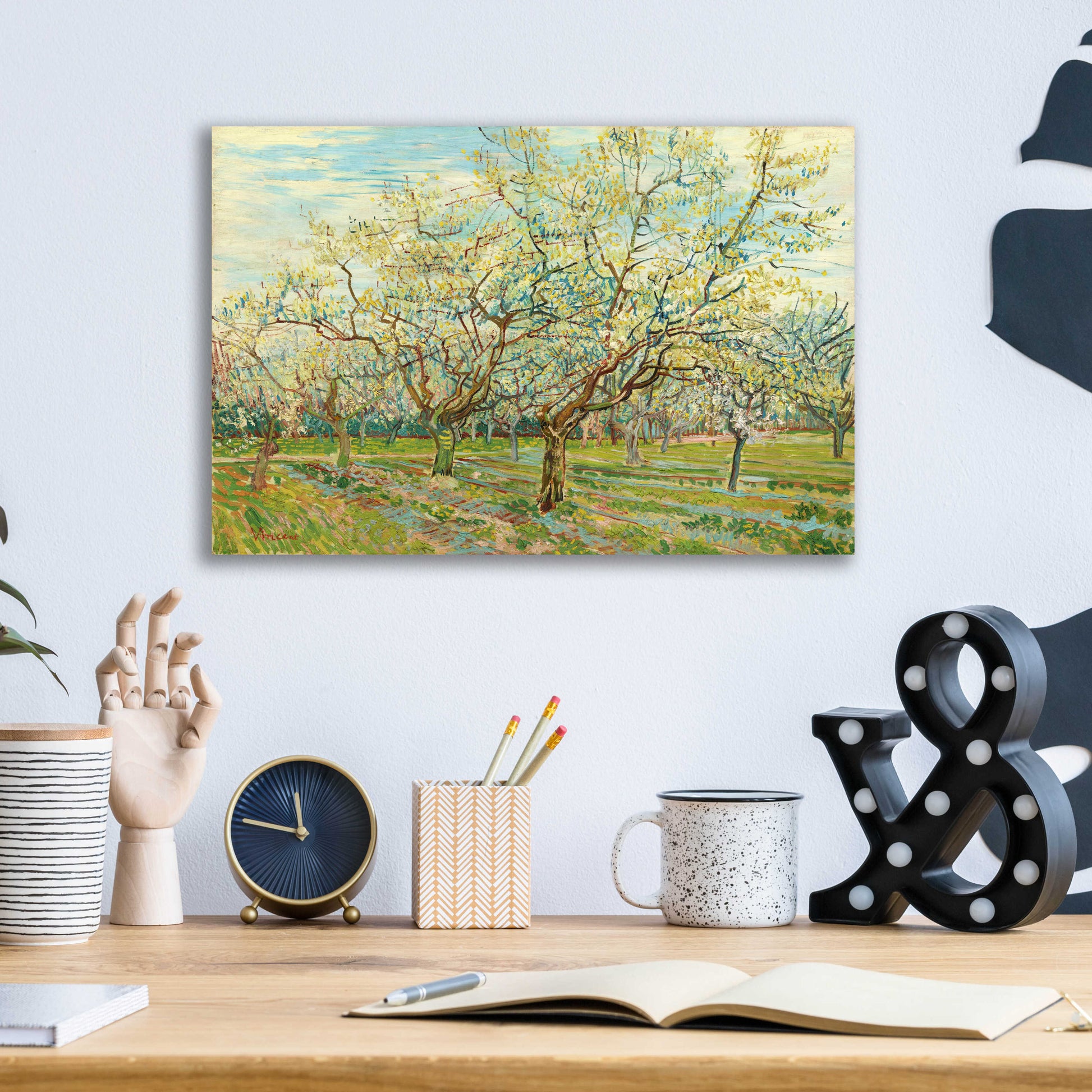 Epic Art 'The White Orchard' by Vincent Van Gogh, Acrylic Glass Wall Art,16x12