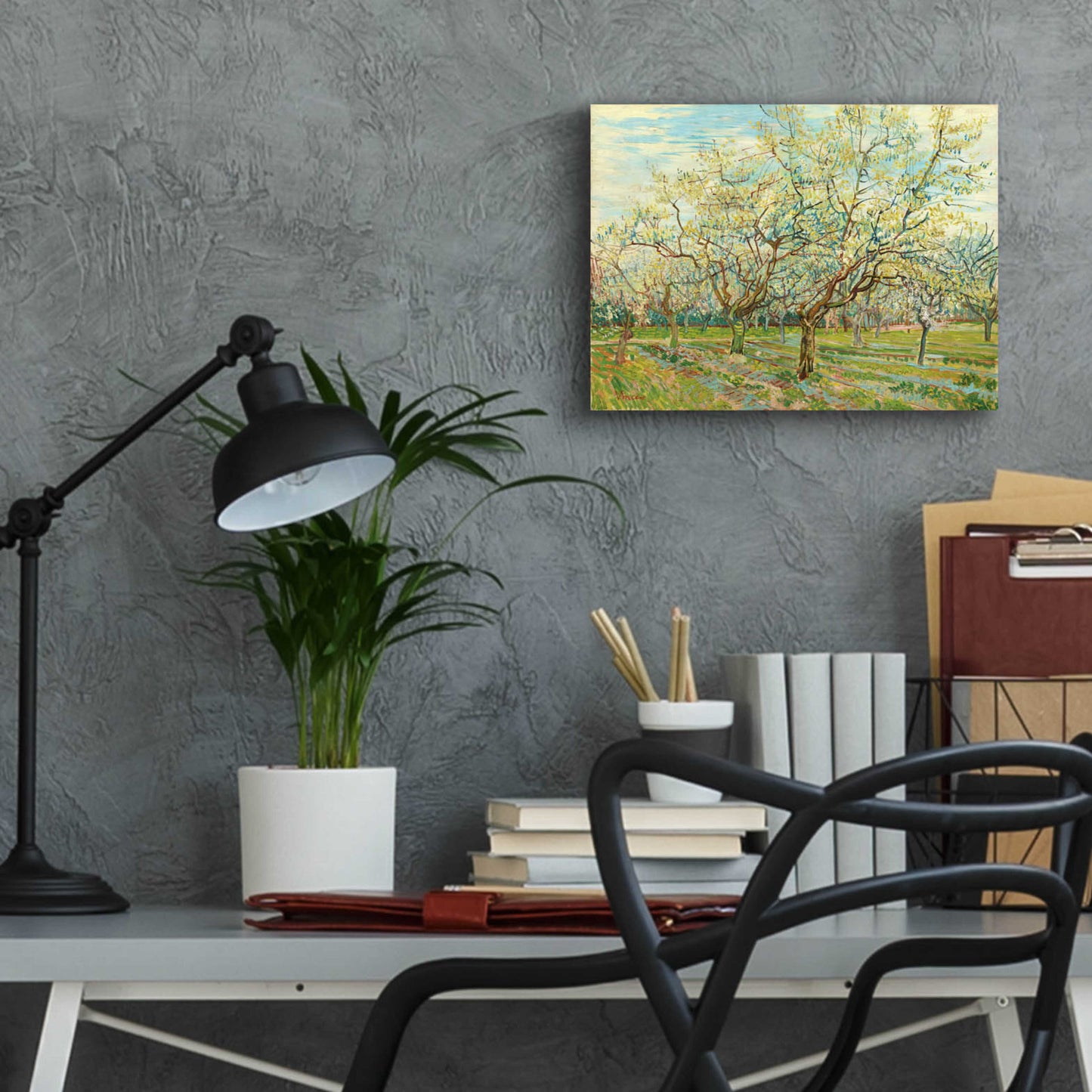 Epic Art 'The White Orchard' by Vincent Van Gogh, Acrylic Glass Wall Art,16x12