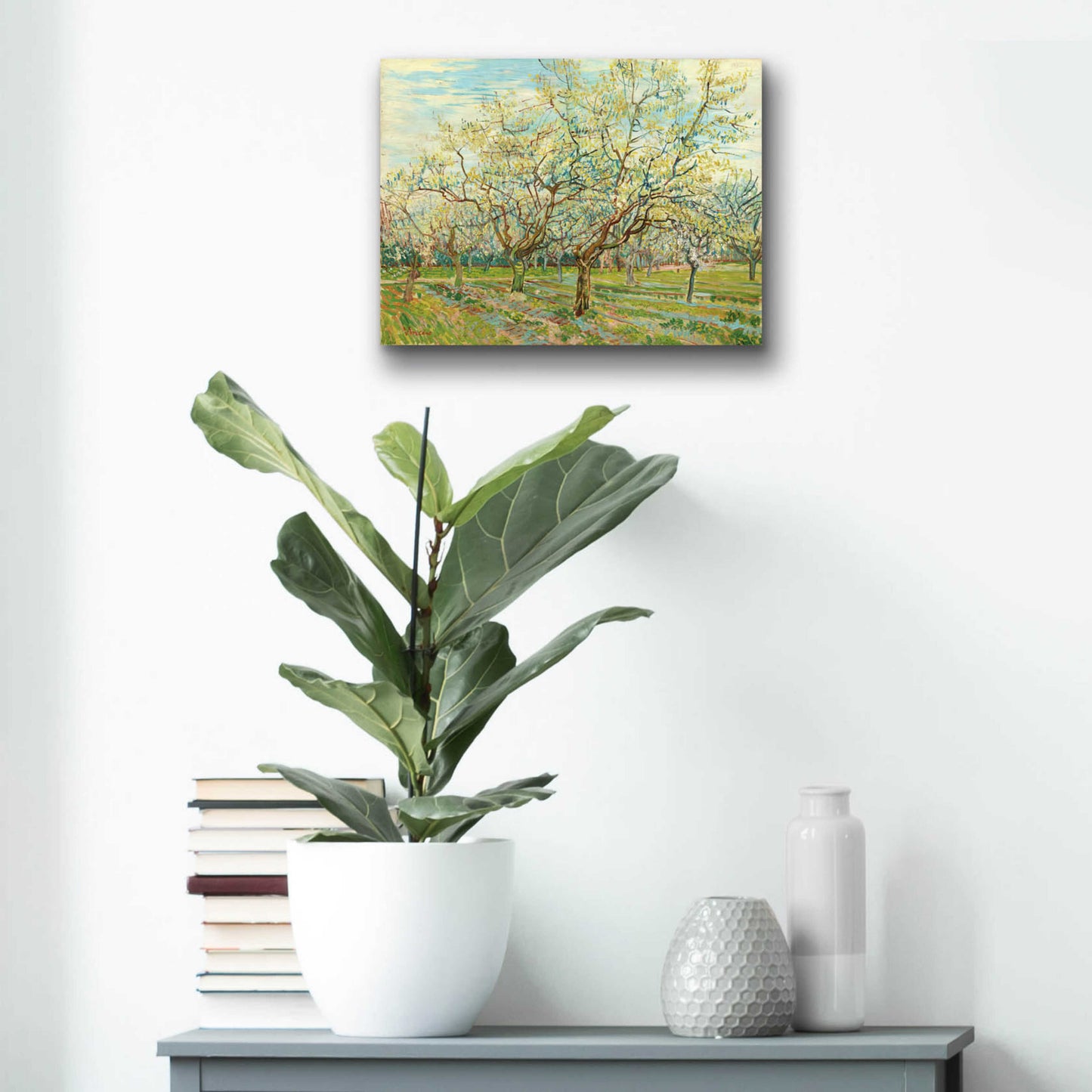 Epic Art 'The White Orchard' by Vincent Van Gogh, Acrylic Glass Wall Art,16x12