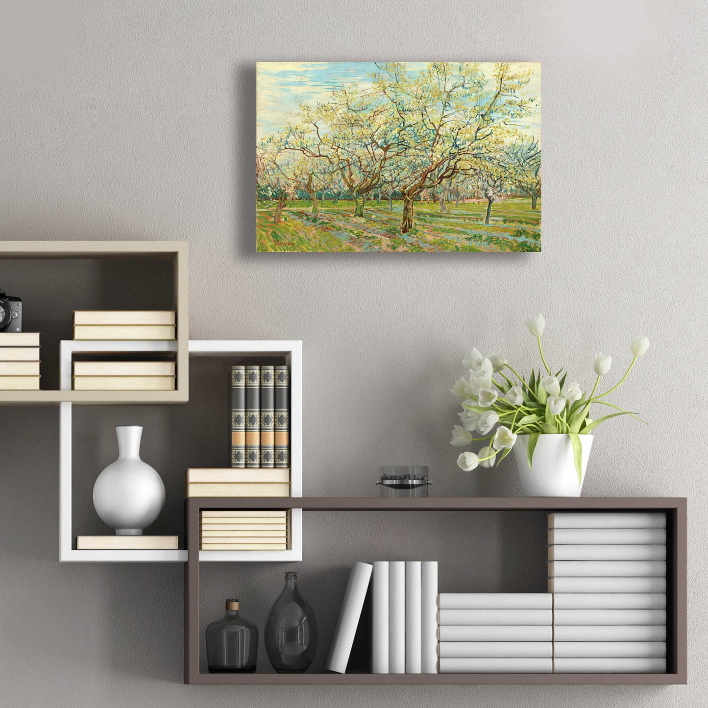 Epic Art 'The White Orchard' by Vincent Van Gogh, Acrylic Glass Wall Art,24x16