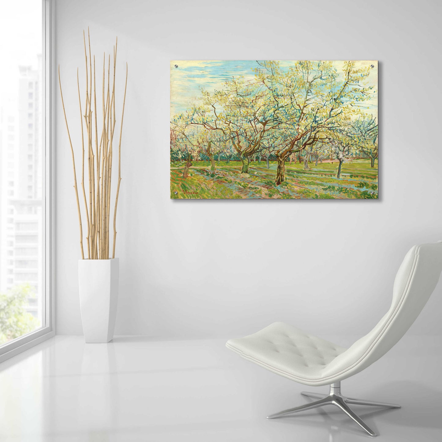 Epic Art 'The White Orchard' by Vincent Van Gogh, Acrylic Glass Wall Art,36x24