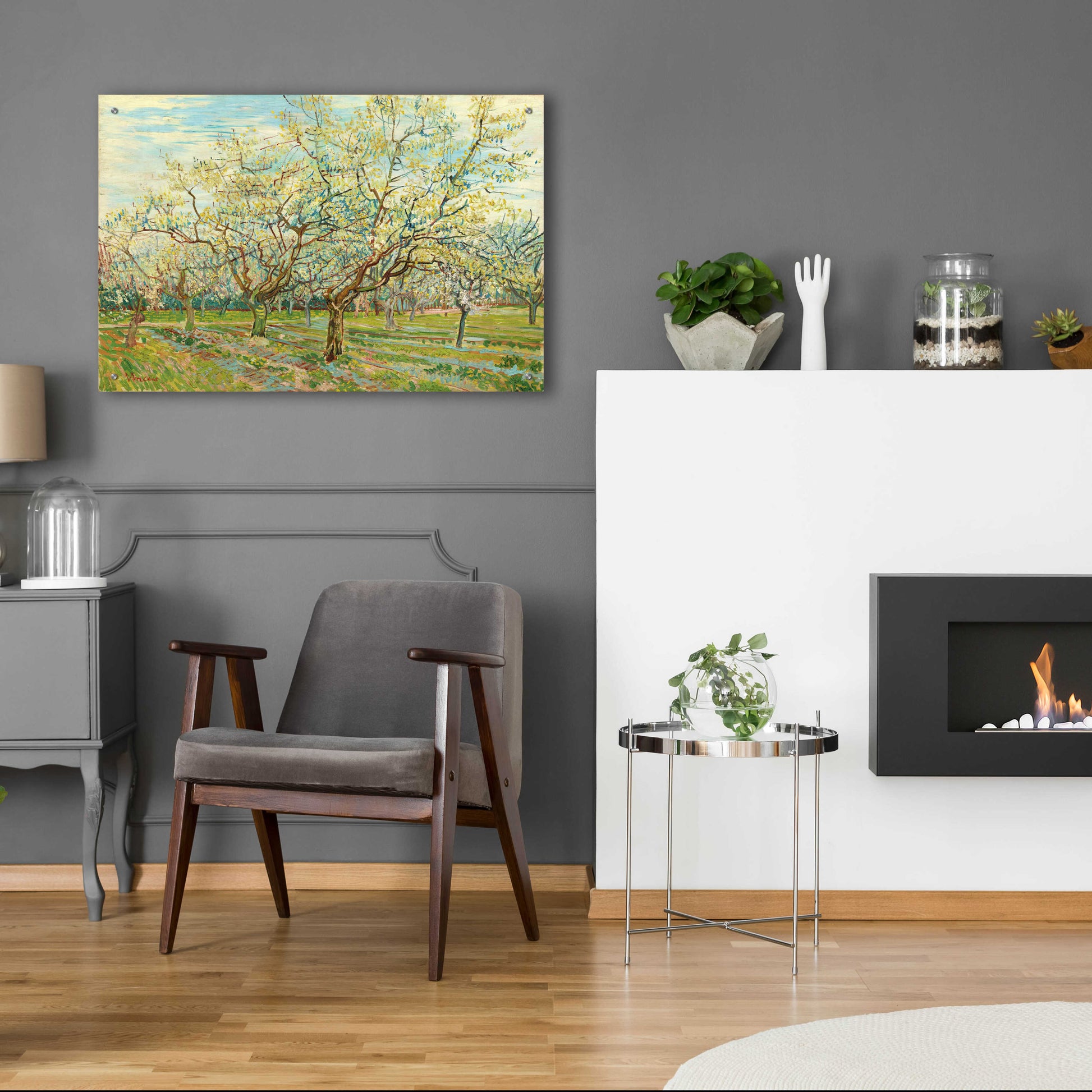 Epic Art 'The White Orchard' by Vincent Van Gogh, Acrylic Glass Wall Art,36x24