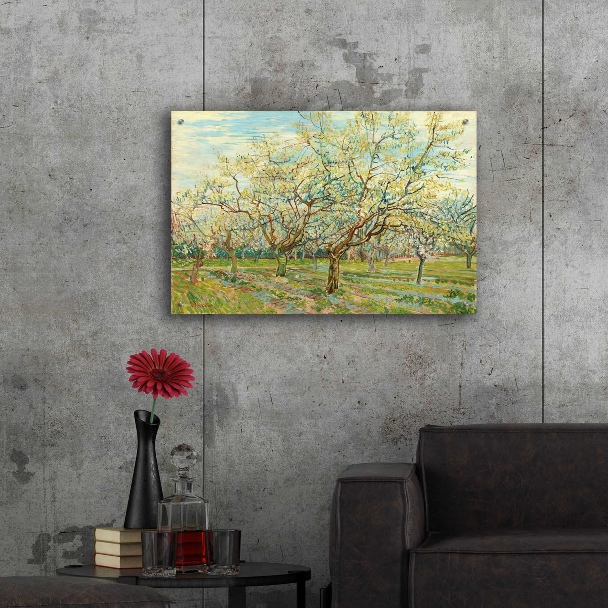 Epic Art 'The White Orchard' by Vincent Van Gogh, Acrylic Glass Wall Art,36x24