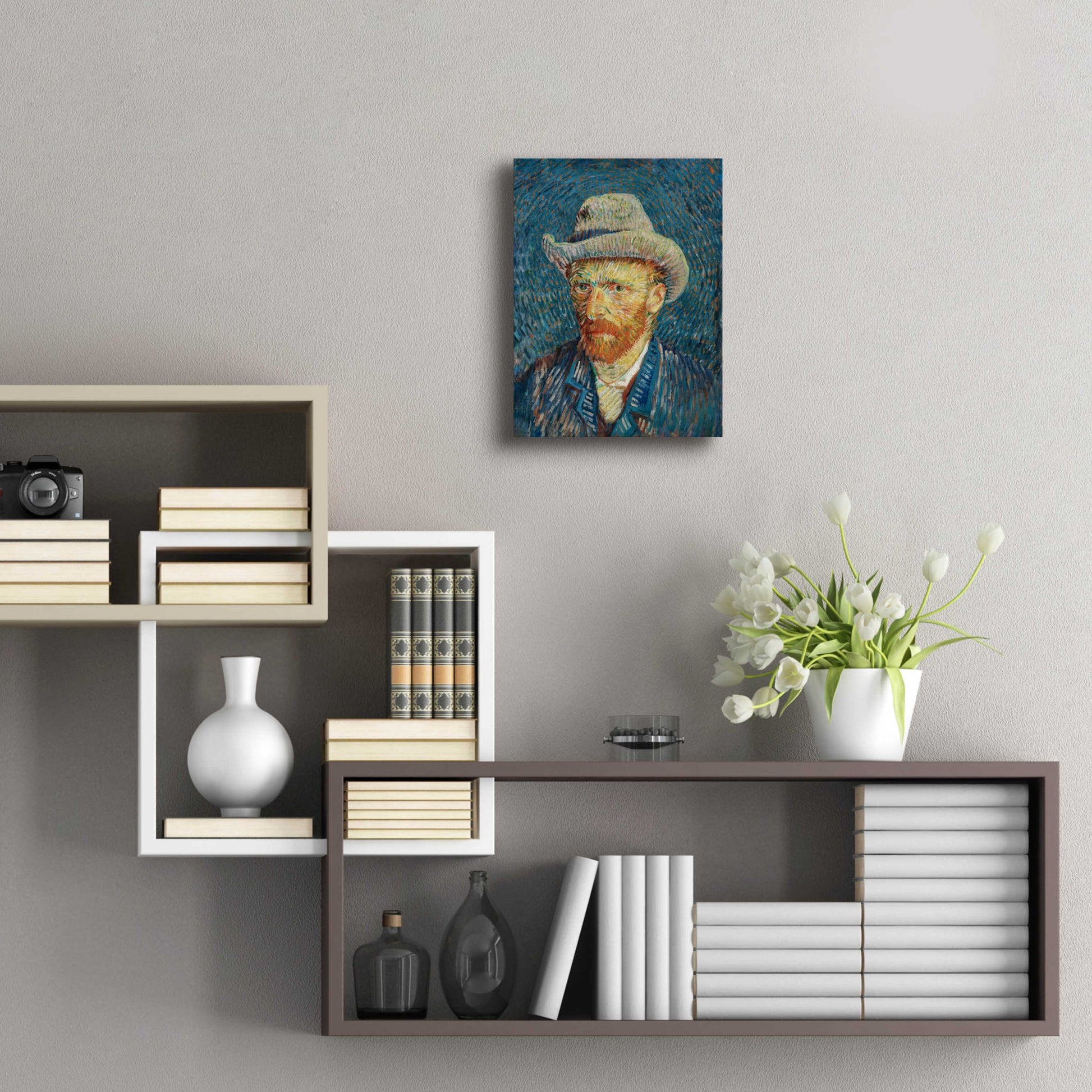 Epic Art 'Self-Portrait With Grey Felt Hat' by Vincent Van Gogh, Acrylic Glass Wall Art,12x16