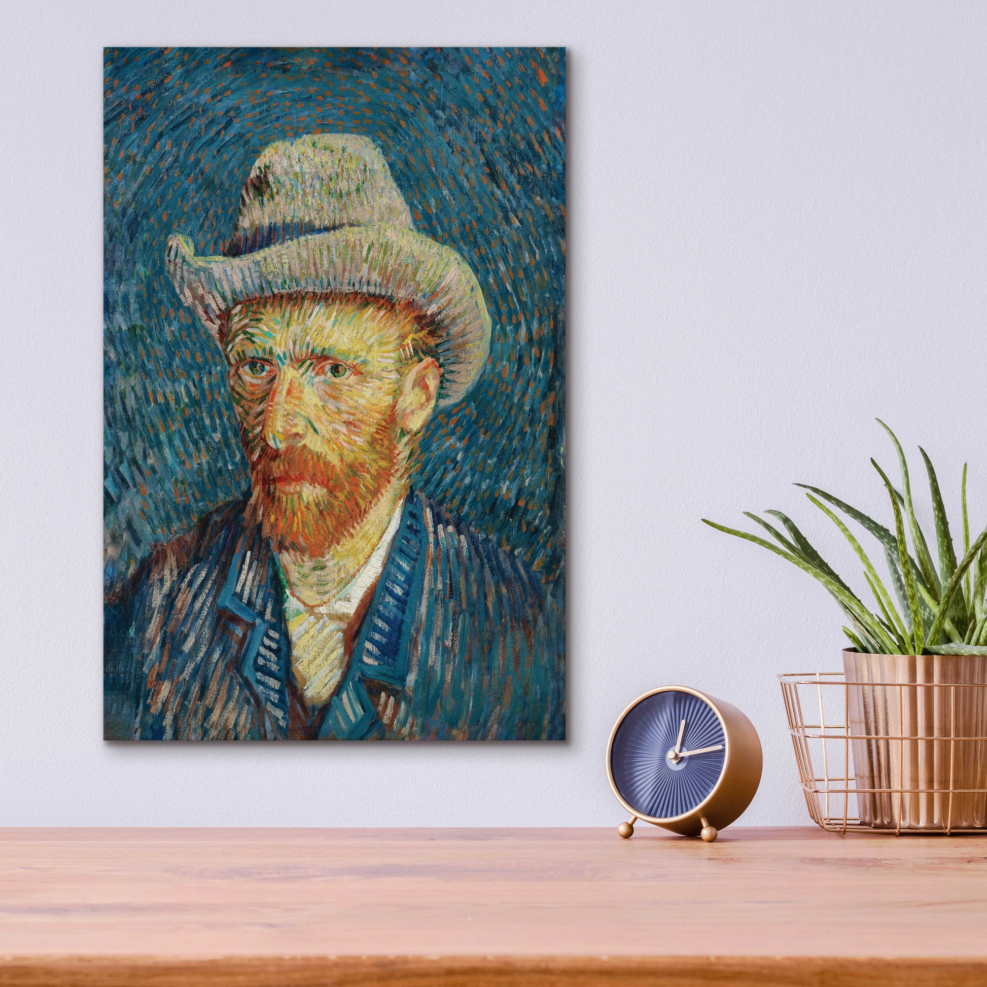 Epic Art 'Self-Portrait With Grey Felt Hat' by Vincent Van Gogh, Acrylic Glass Wall Art,12x16