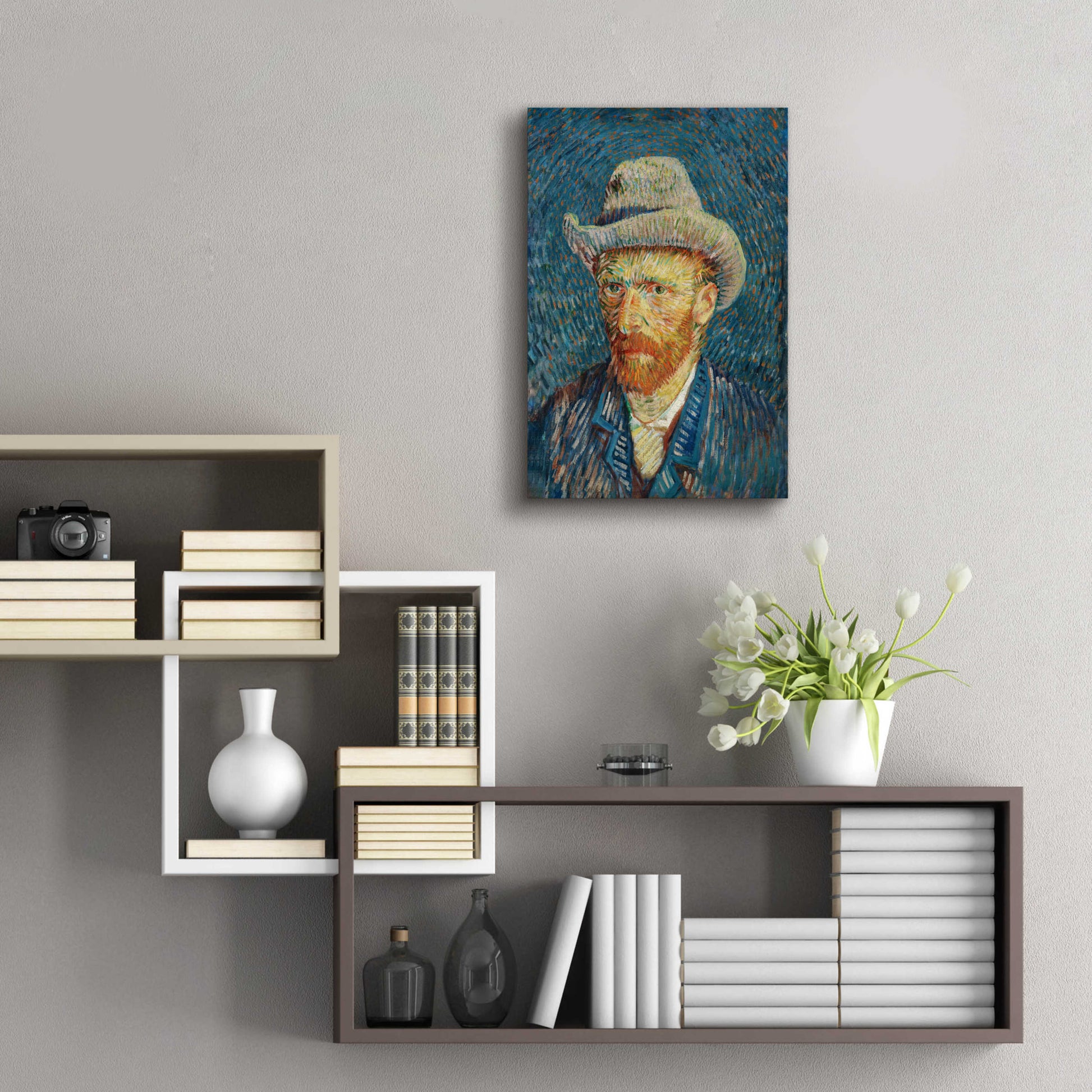 Epic Art 'Self-Portrait With Grey Felt Hat' by Vincent Van Gogh, Acrylic Glass Wall Art,16x24