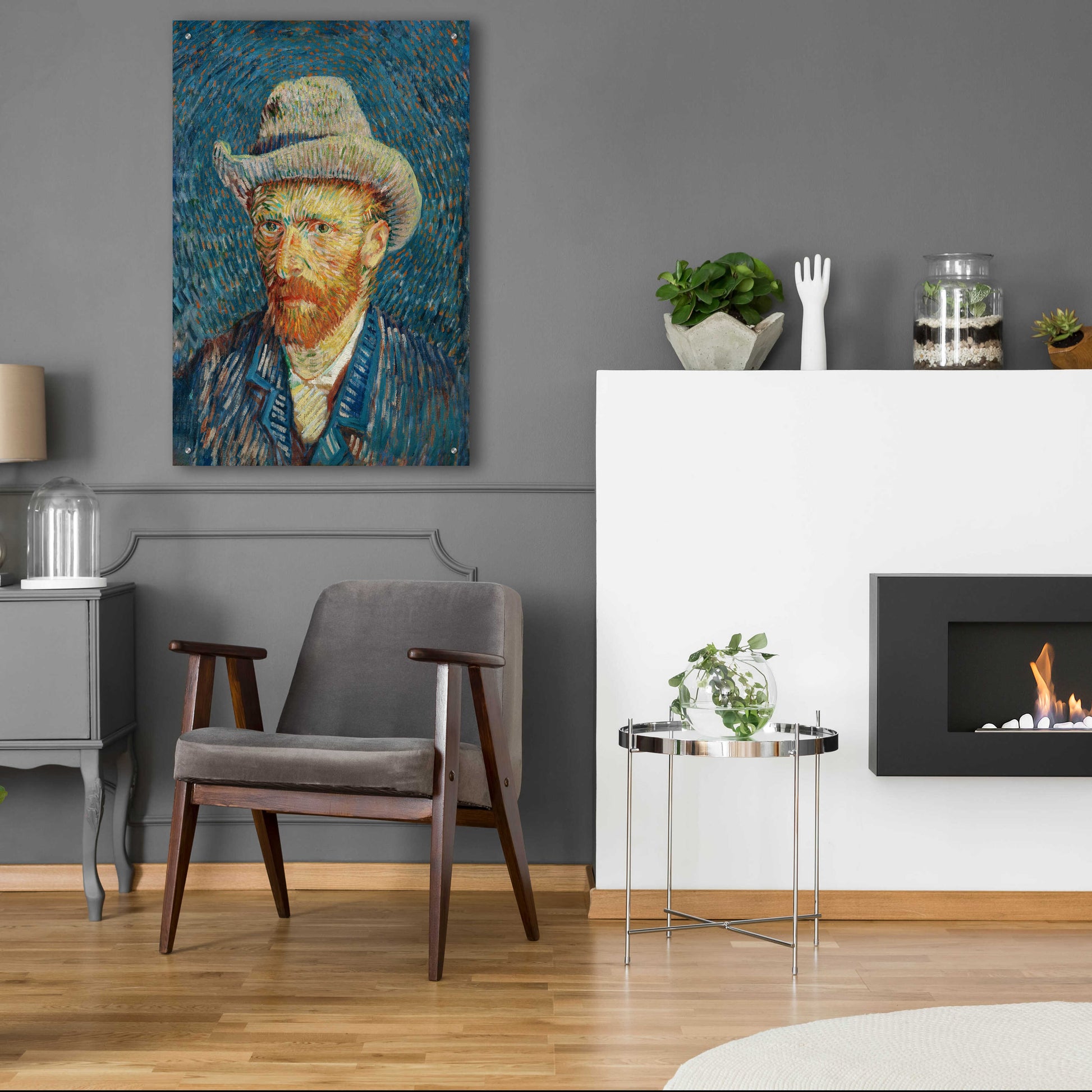 Epic Art 'Self-Portrait With Grey Felt Hat' by Vincent Van Gogh, Acrylic Glass Wall Art,24x36