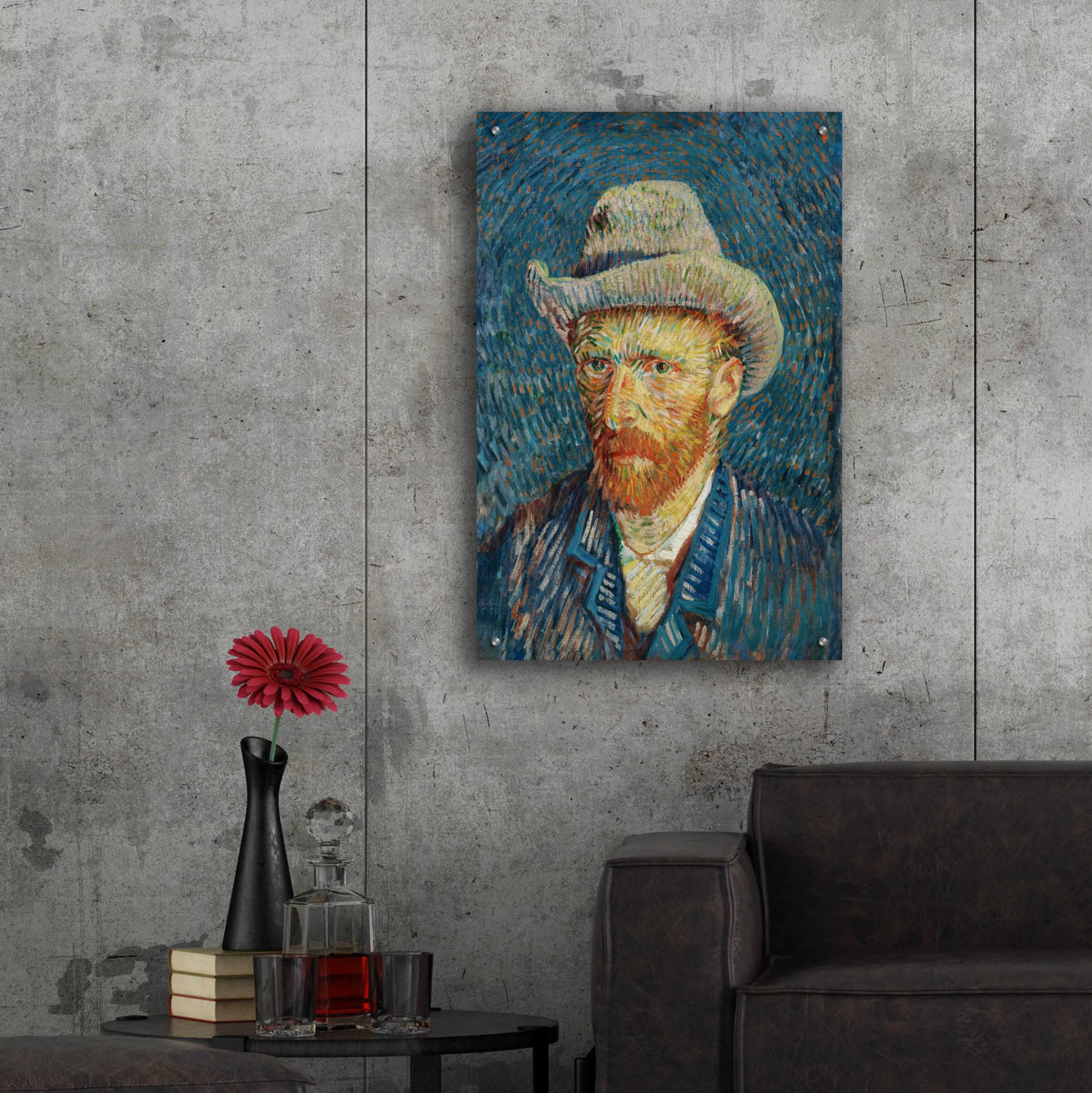 Epic Art 'Self-Portrait With Grey Felt Hat' by Vincent Van Gogh, Acrylic Glass Wall Art,24x36