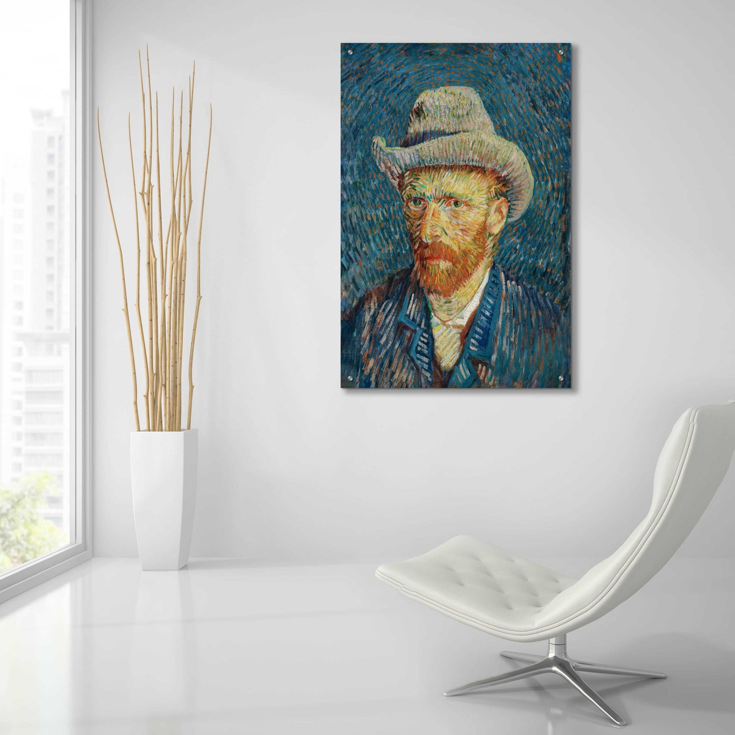 Epic Art 'Self-Portrait With Grey Felt Hat' by Vincent Van Gogh, Acrylic Glass Wall Art,24x36