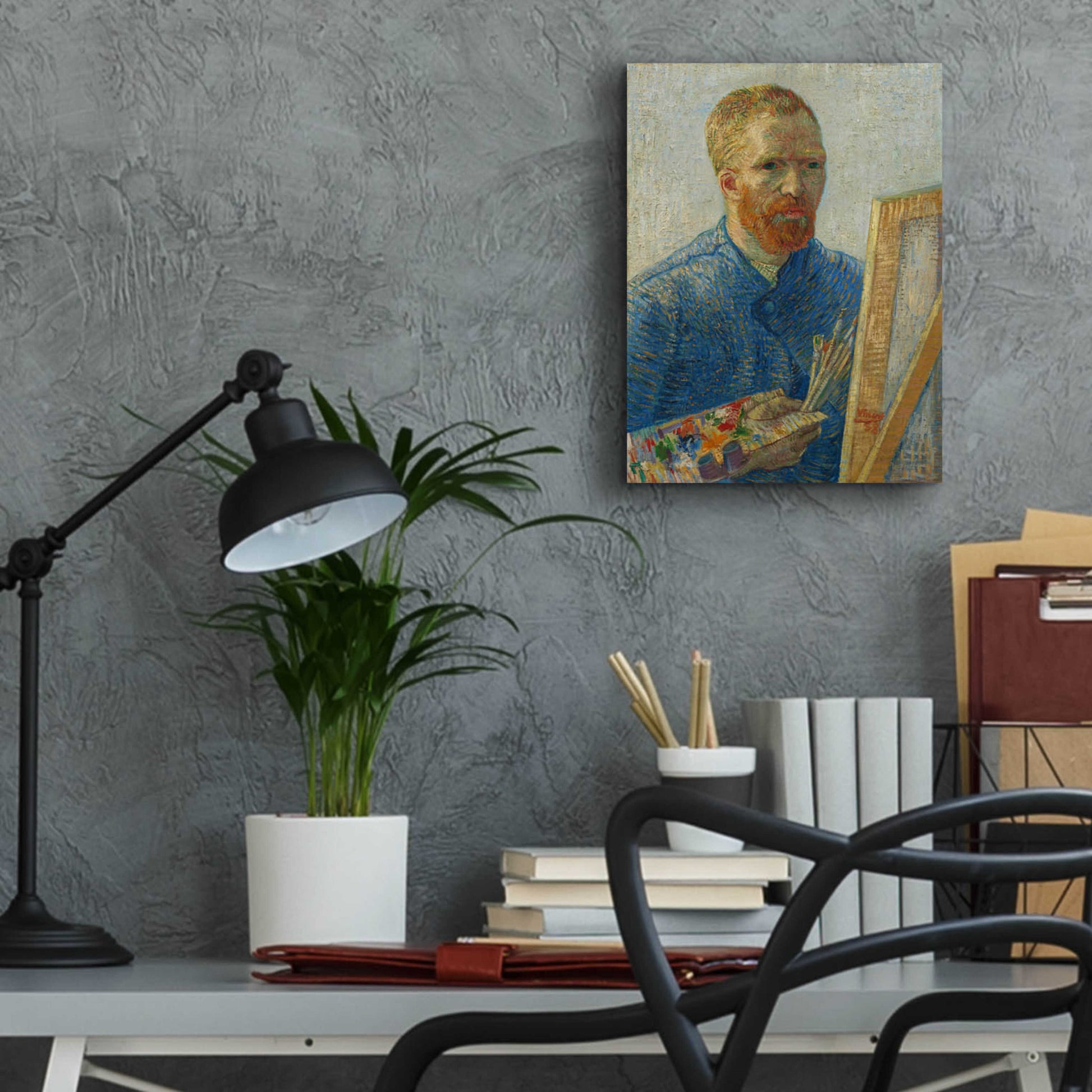 Epic Art 'Self-Portrait As A Painter' by Vincent Van Gogh, Acrylic Glass Wall Art,12x16