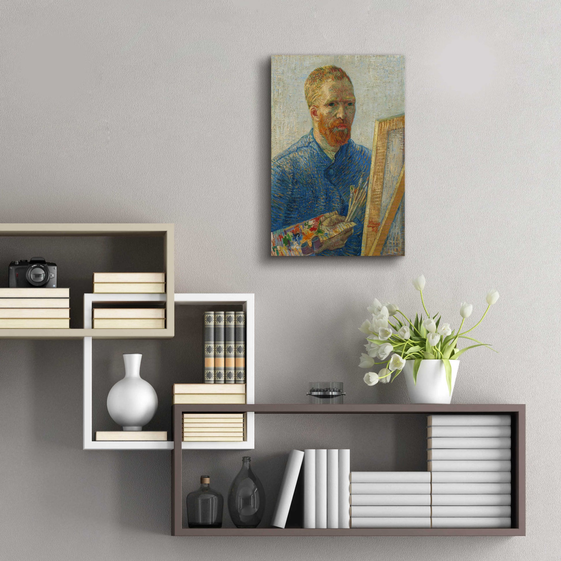 Epic Art 'Self-Portrait As A Painter' by Vincent Van Gogh, Acrylic Glass Wall Art,16x24