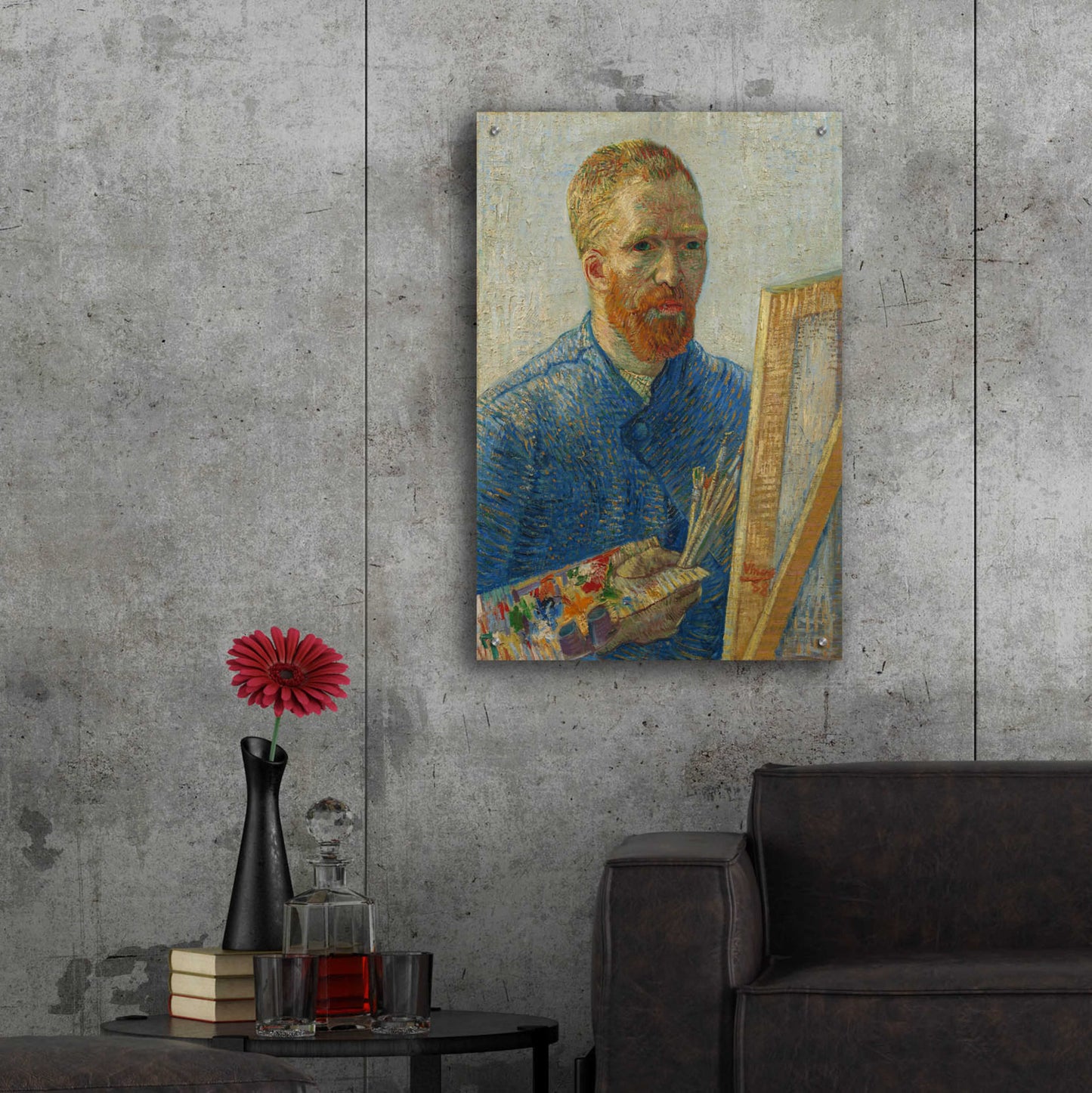 Epic Art 'Self-Portrait As A Painter' by Vincent Van Gogh, Acrylic Glass Wall Art,24x36