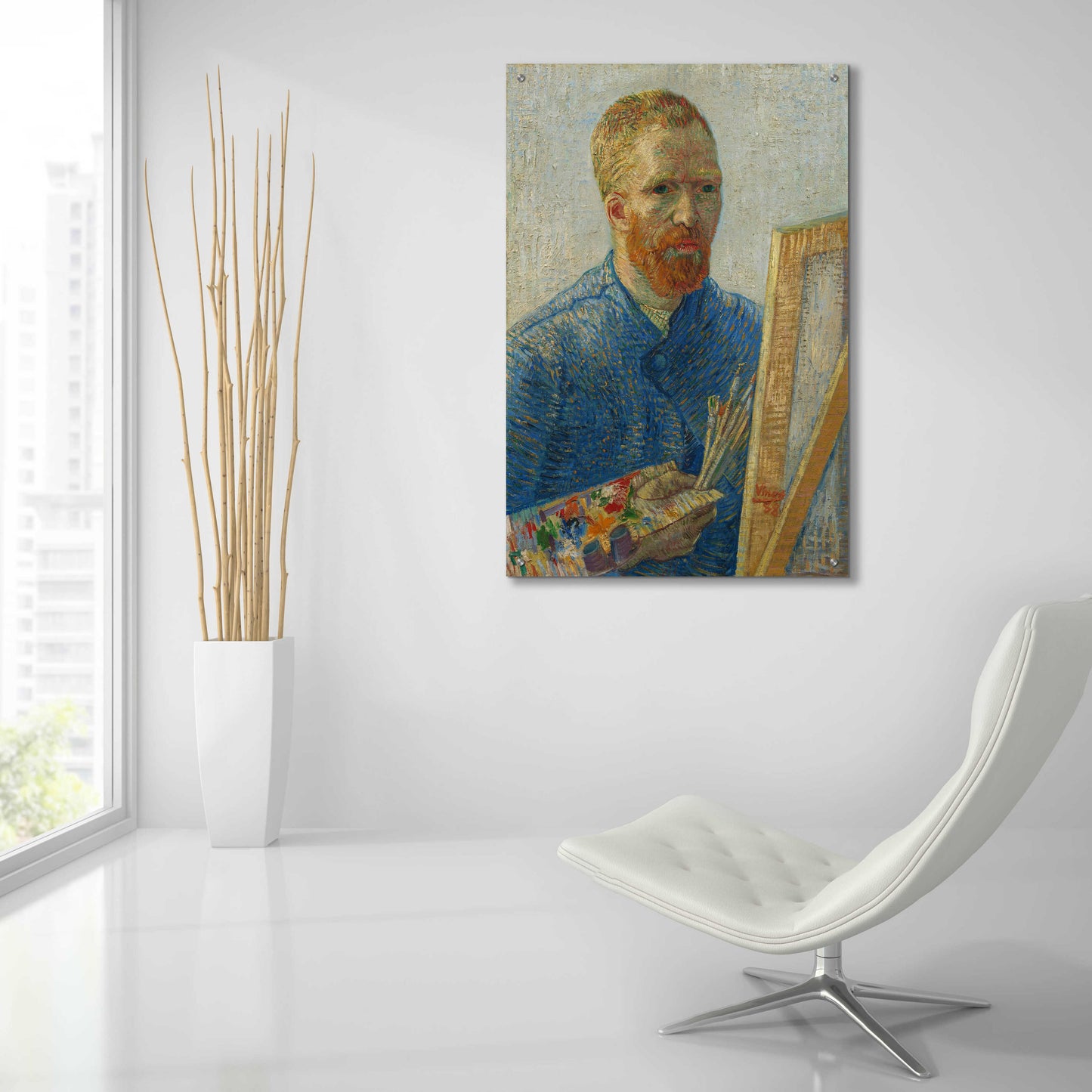 Epic Art 'Self-Portrait As A Painter' by Vincent Van Gogh, Acrylic Glass Wall Art,24x36