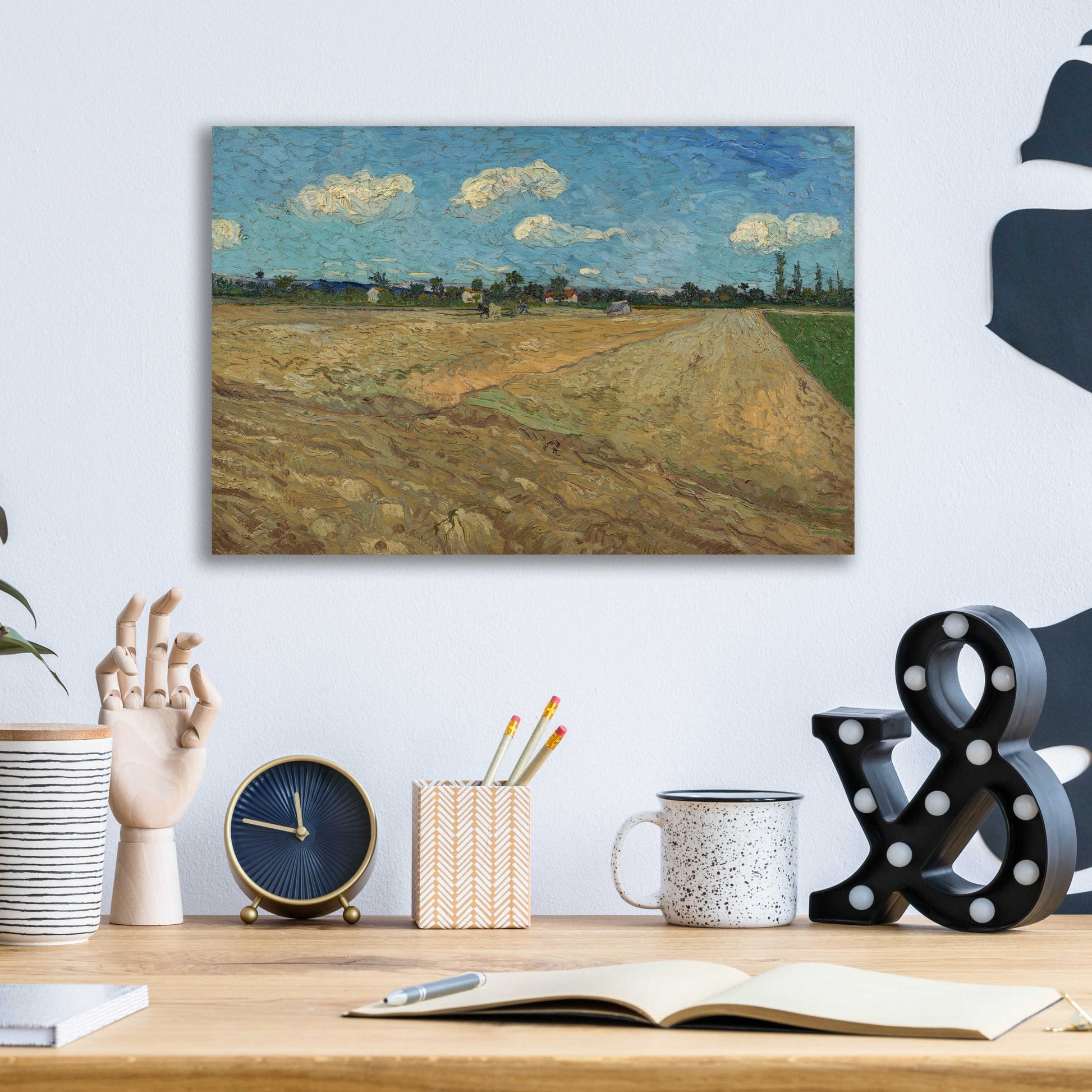 Epic Art 'Ploughed Fields' by Vincent Van Gogh, Acrylic Glass Wall Art,16x12