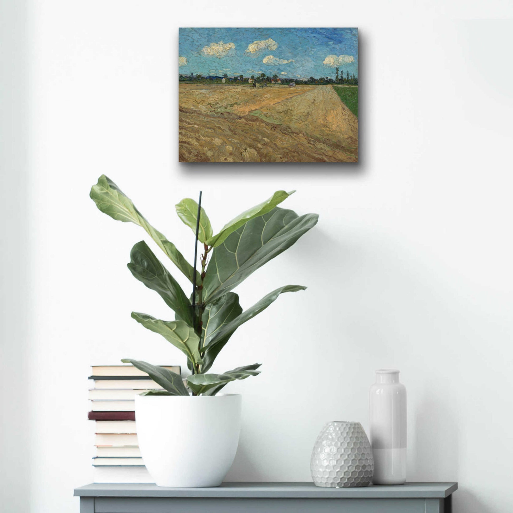 Epic Art 'Ploughed Fields' by Vincent Van Gogh, Acrylic Glass Wall Art,16x12