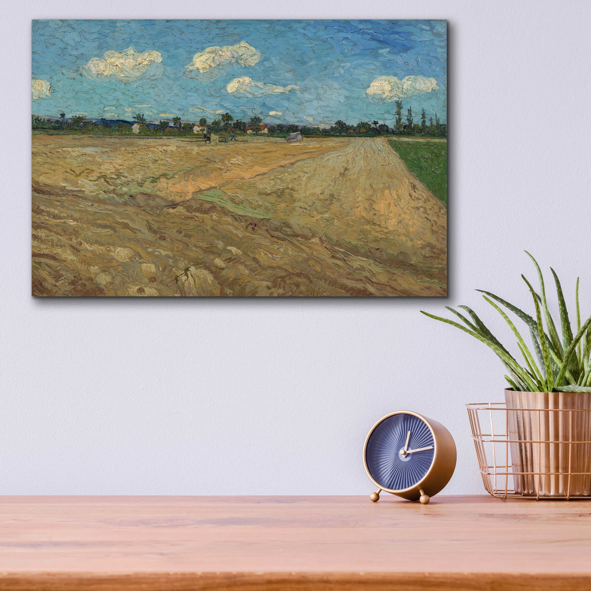 Epic Art 'Ploughed Fields' by Vincent Van Gogh, Acrylic Glass Wall Art,16x12