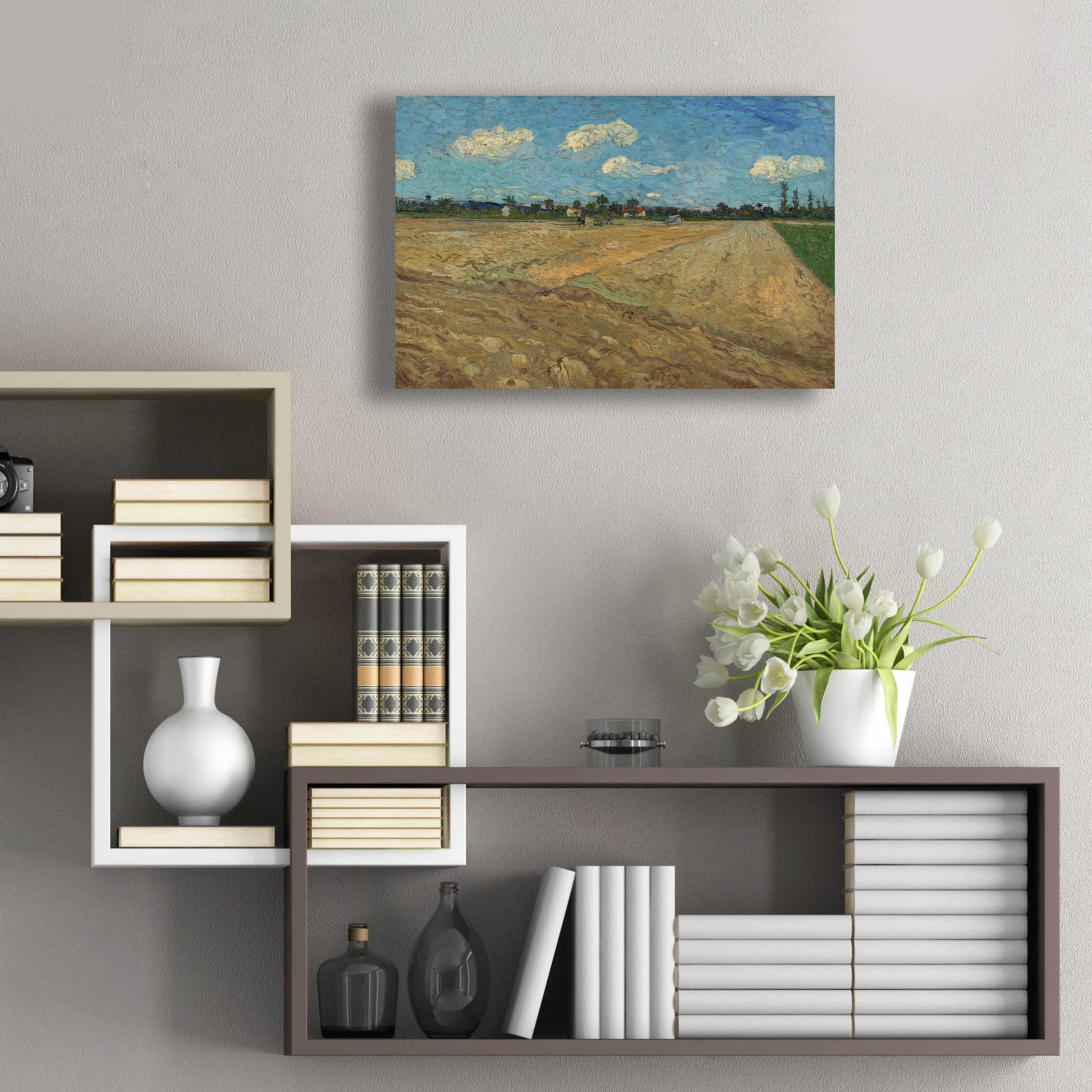 Epic Art 'Ploughed Fields' by Vincent Van Gogh, Acrylic Glass Wall Art,24x16