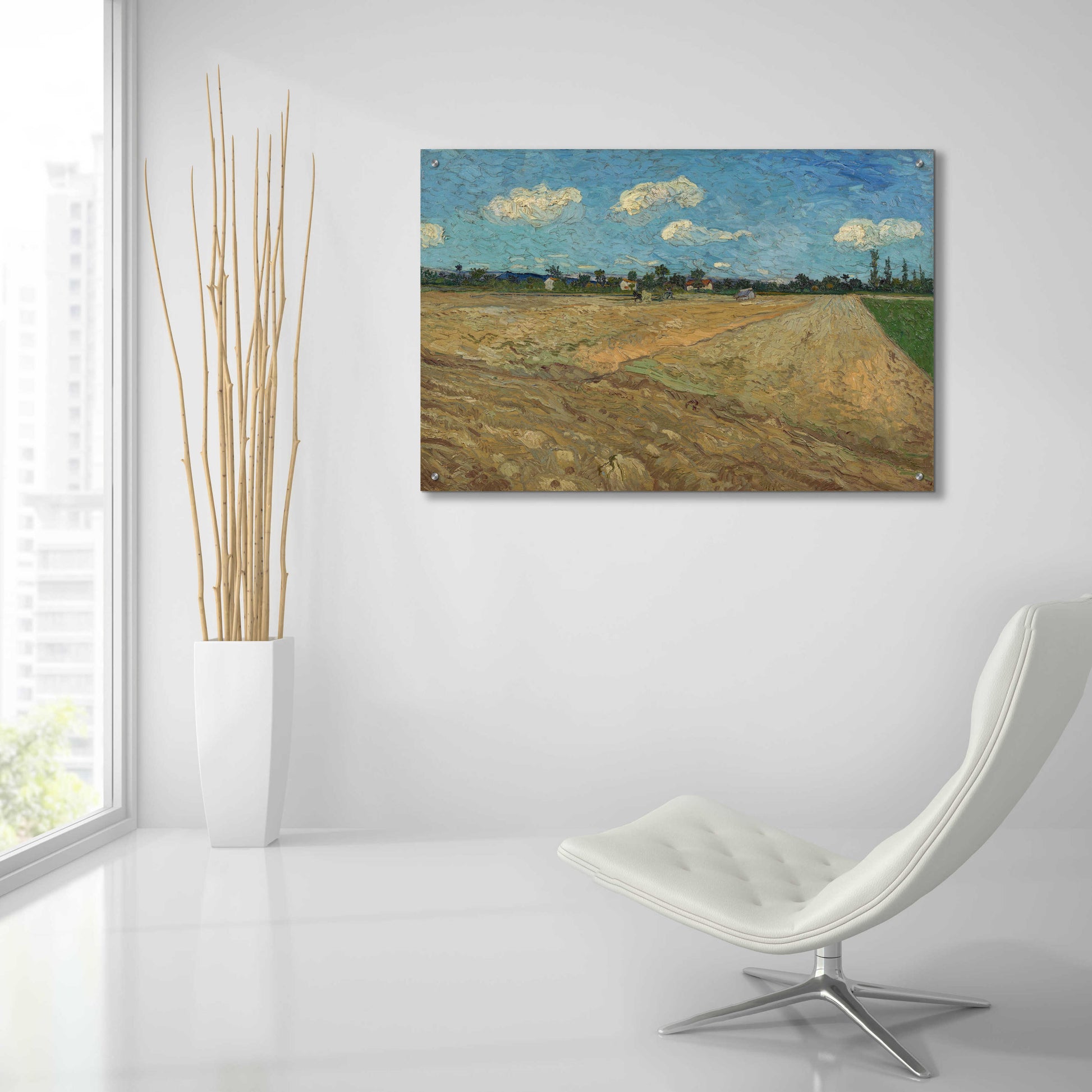 Epic Art 'Ploughed Fields' by Vincent Van Gogh, Acrylic Glass Wall Art,36x24