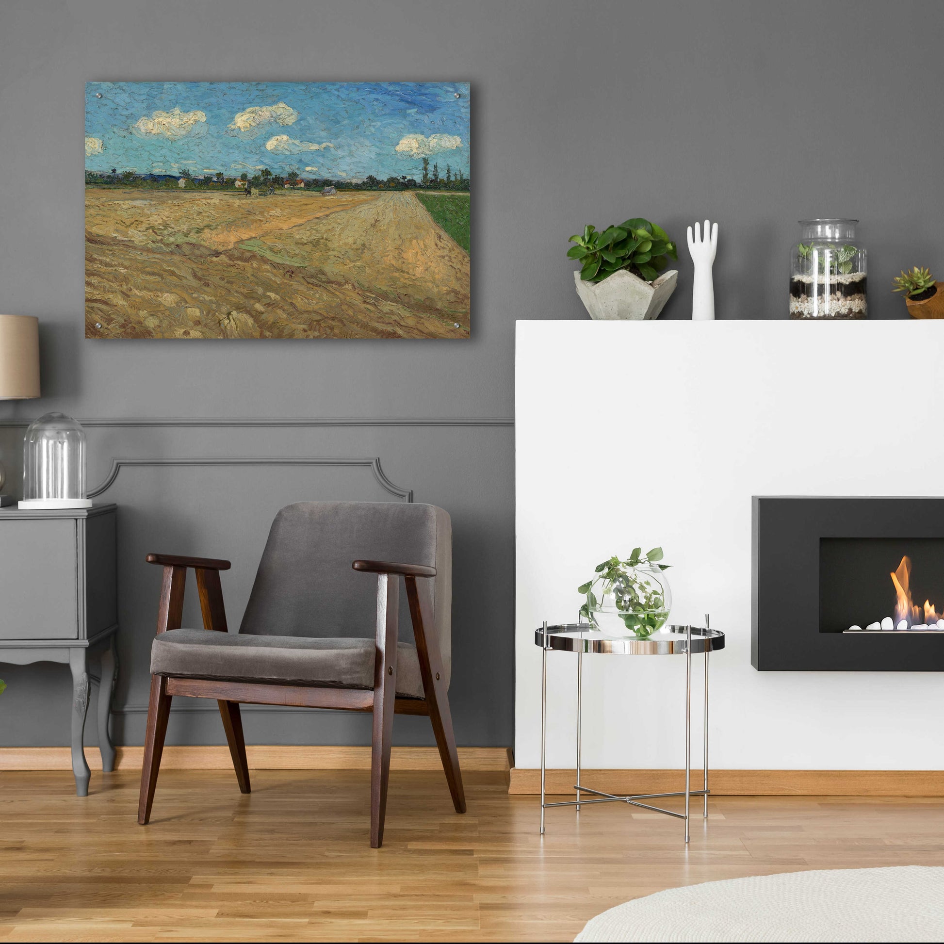 Epic Art 'Ploughed Fields' by Vincent Van Gogh, Acrylic Glass Wall Art,36x24