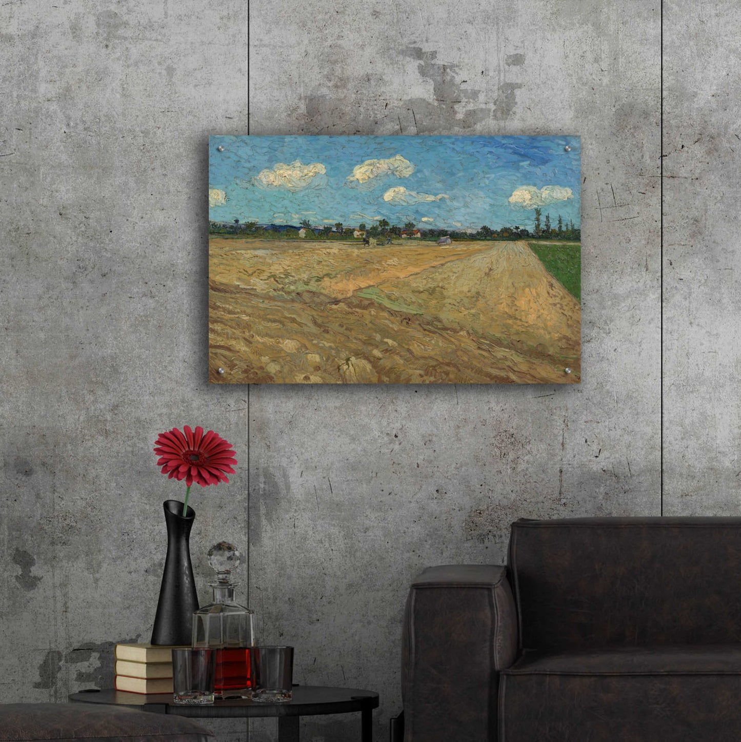 Epic Art 'Ploughed Fields' by Vincent Van Gogh, Acrylic Glass Wall Art,36x24